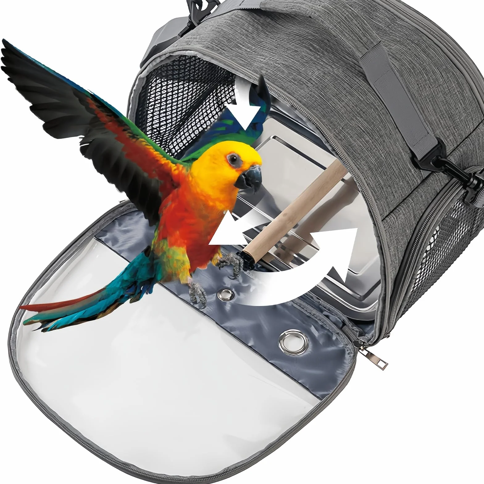 Borsa da viaggio per uccelli, per piccoli uccelli, pieghevole, per pappagalli, pappagalli, parrocchetti, piccoli animali, per viaggi, escursioni, campeggio (grigio)
