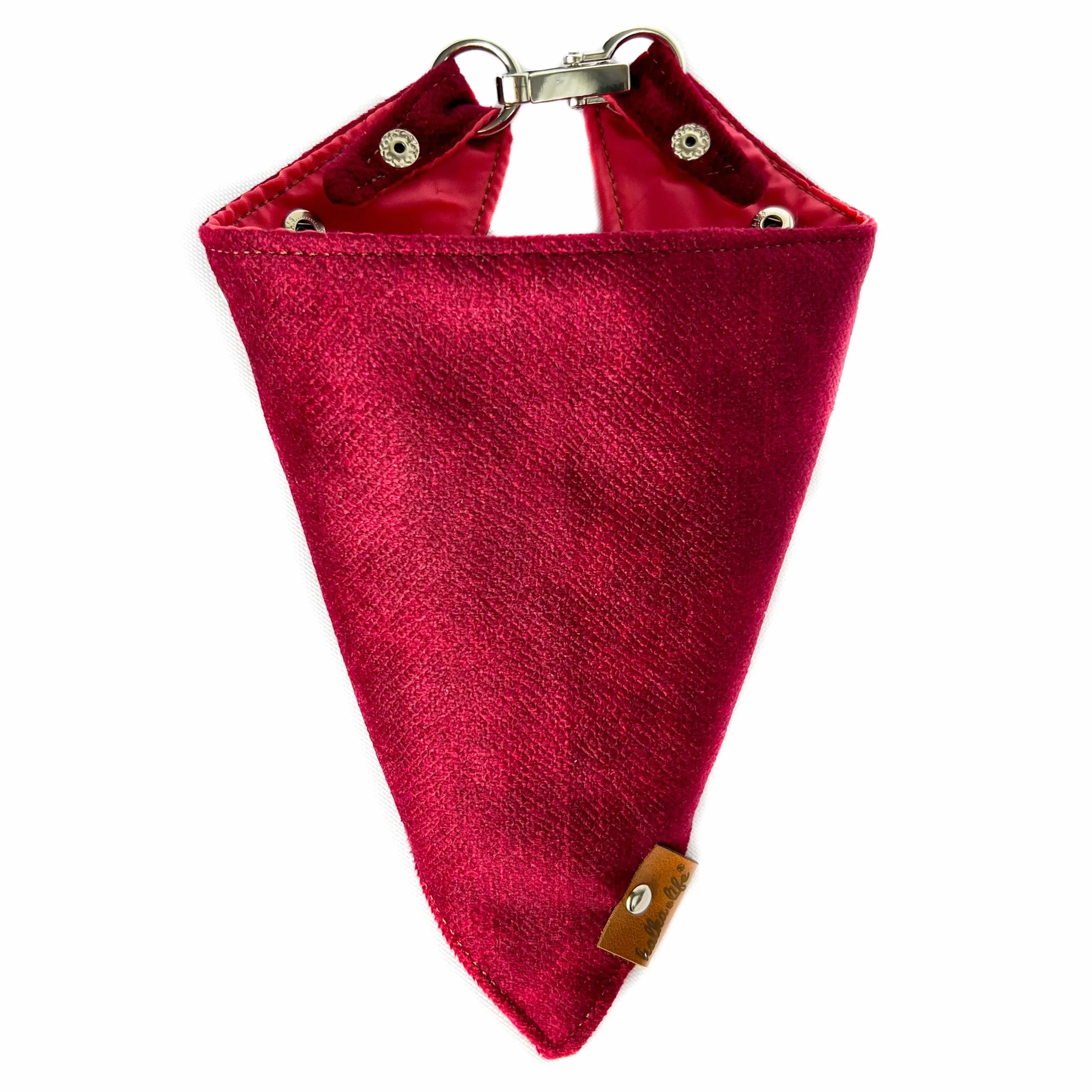 Bandana per cani con chiusura in metallo collare regolabile in morbido velluto Ciliegia L