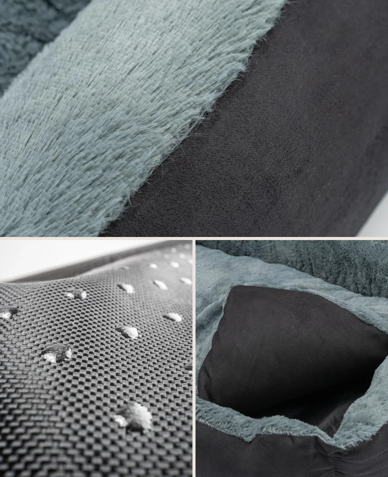 Cuccia per cani lionto 50x37 cm con cuscino reversibile antiscivolo, ingresso basso, nero/grigio