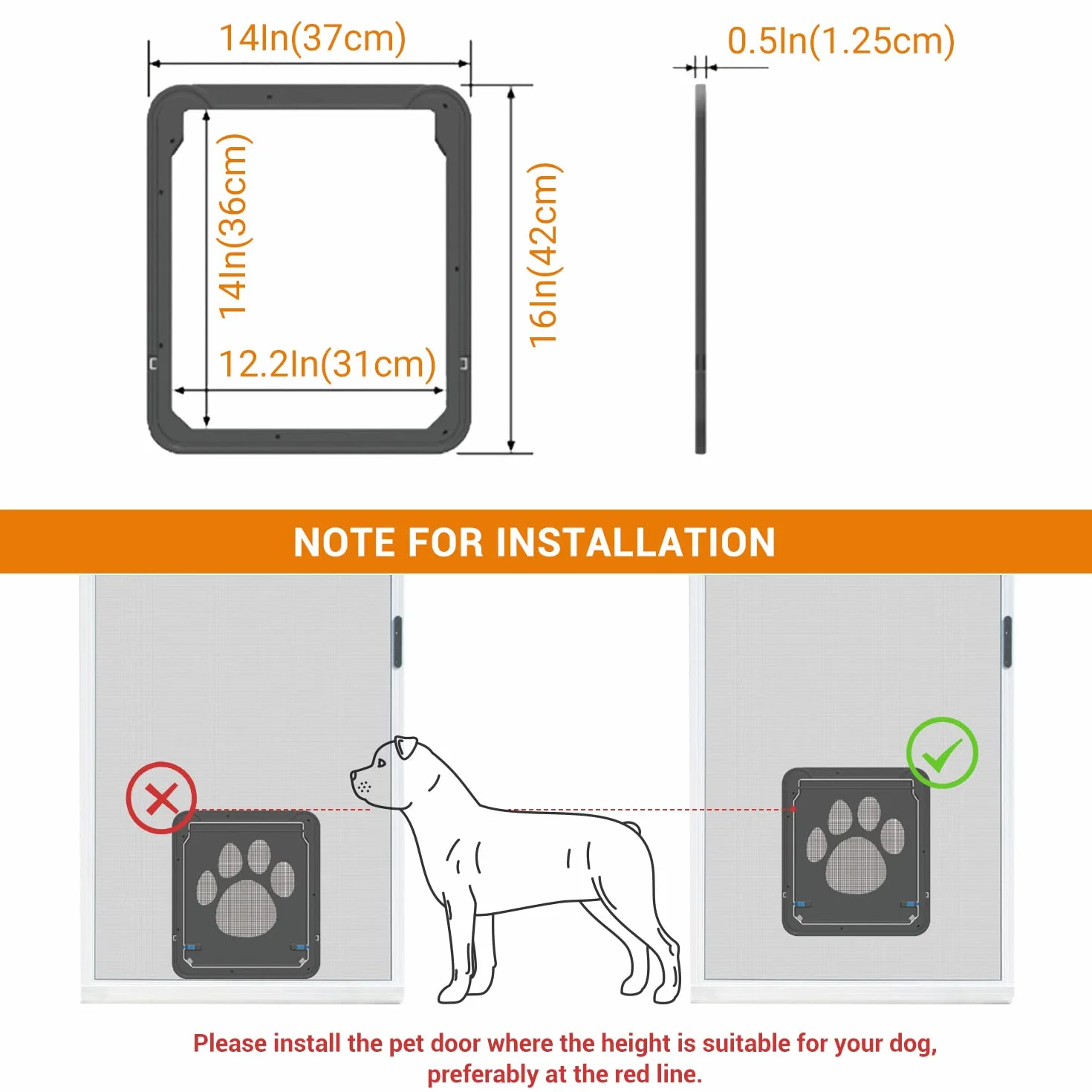Porta Zanzariera per Cane 31x36 cm Chiusura Magnetica Bloccabile Nero