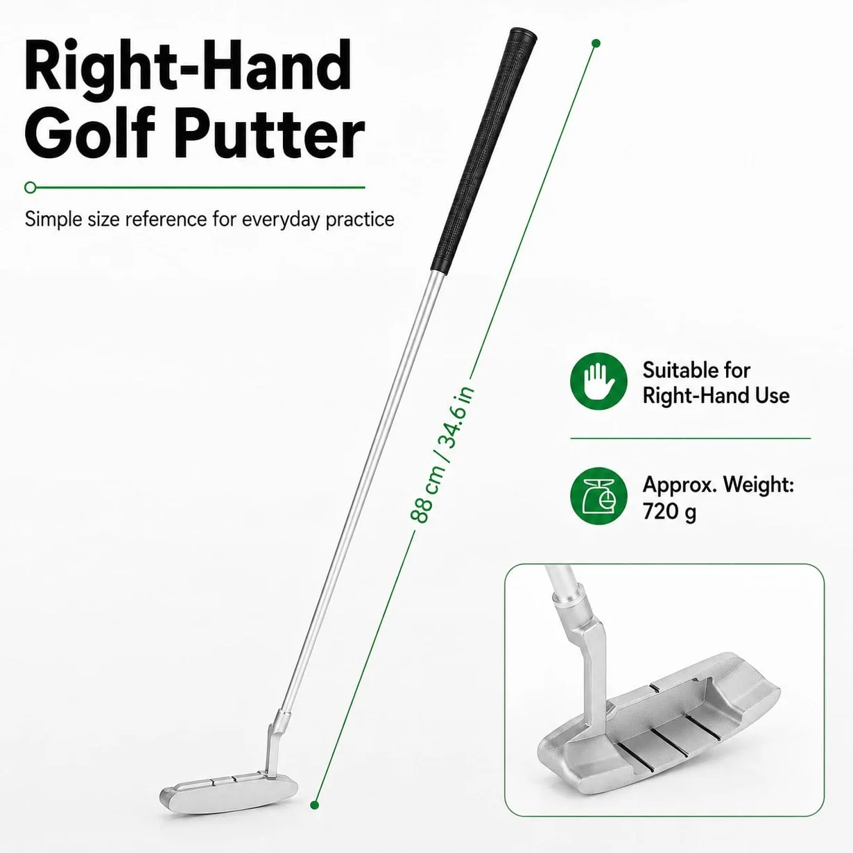 Mazza da Golf in Lega di Alluminio Staccabile, Putter per Golfisti Destri, Set Golf da Ufficio con Palline e Sacca, per Allenamento Indoor o Outdoor