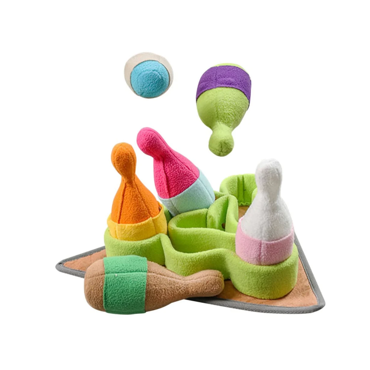 BESPORTBLE Giocattolo per Cani a Forma di Bowling, Tappeto Sensoriale Cane in Pile Polare, per Cercare Snack e Piccoli Giochi, per L'addestramento