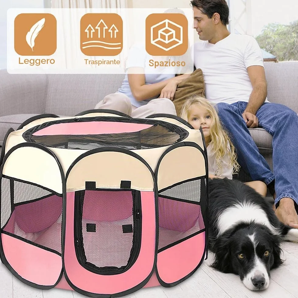 Cucciolo Portatile che Corre, Box per Cane da Corsa Stabile Guscio Gatto Pieghevole, Cane Elastico in Tessuto Oxford Impermeabile, Cane Gabbia Per Gatto, Cane, Caneconiglio (Bianco Blu, S, 8)