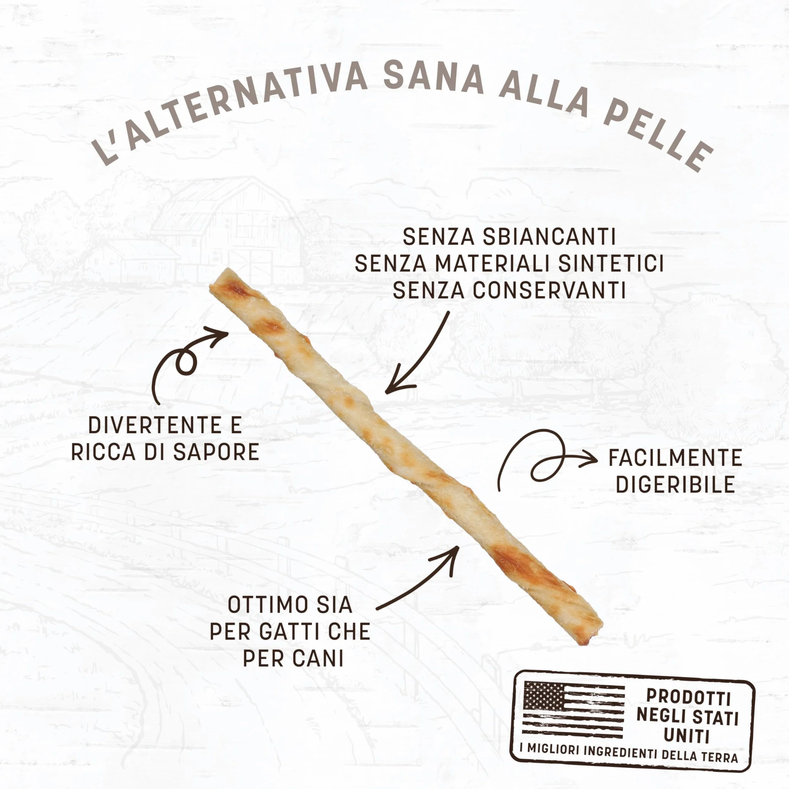 Earth Animal No-Hide Stix Naturali Senza Pelle al Pollo - Snack a Masticare a Lunga Durata per Cane di Piccola Taglia