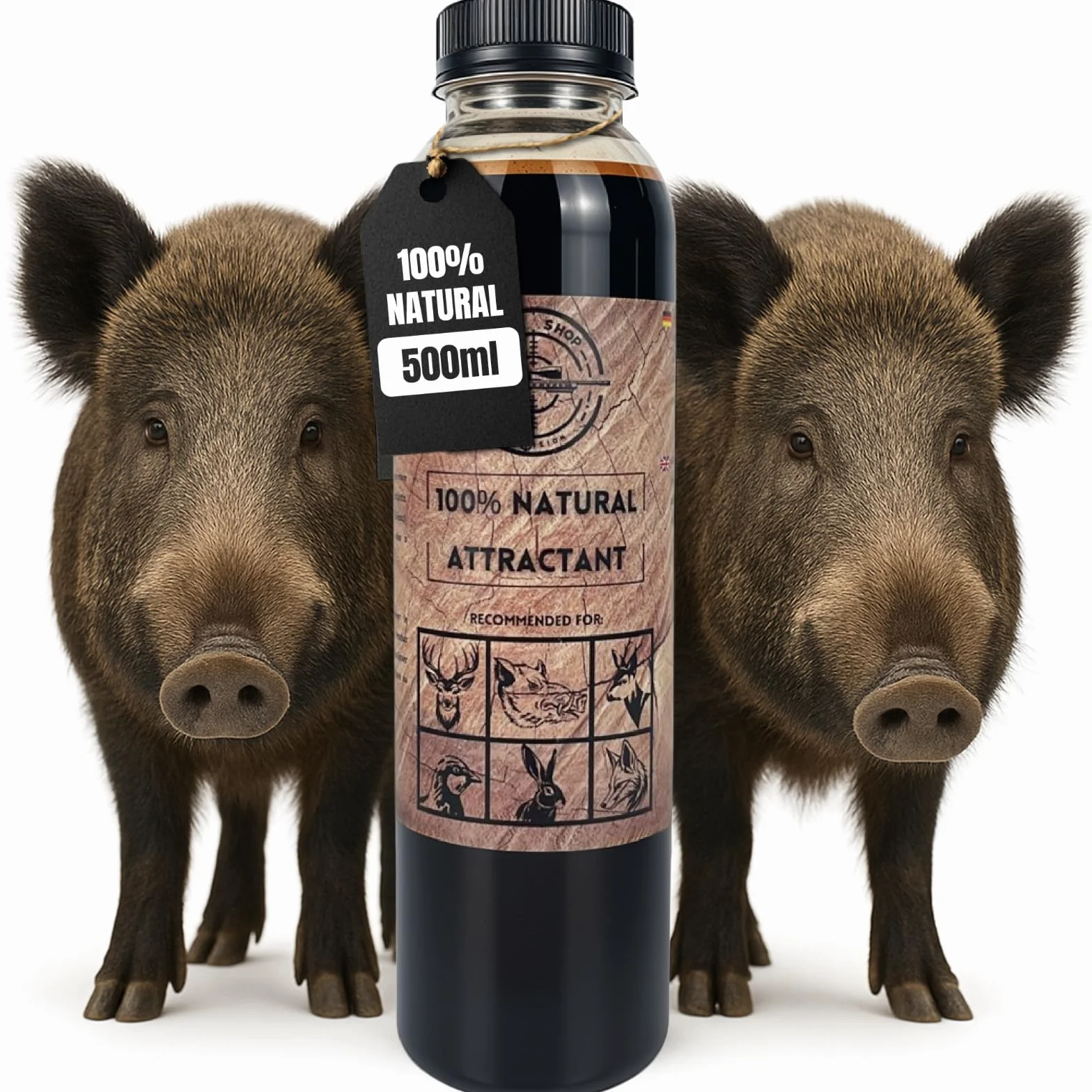 1 unità 500 ml ATTRATTIVO PER CINGHIALI e CATRAME CINGHIALI. Formula naturale ad alta attrazione per cinghiali e caprioli I Azione efficace su cervi e cinghiali I Stimolante per volpi selvatiche.
