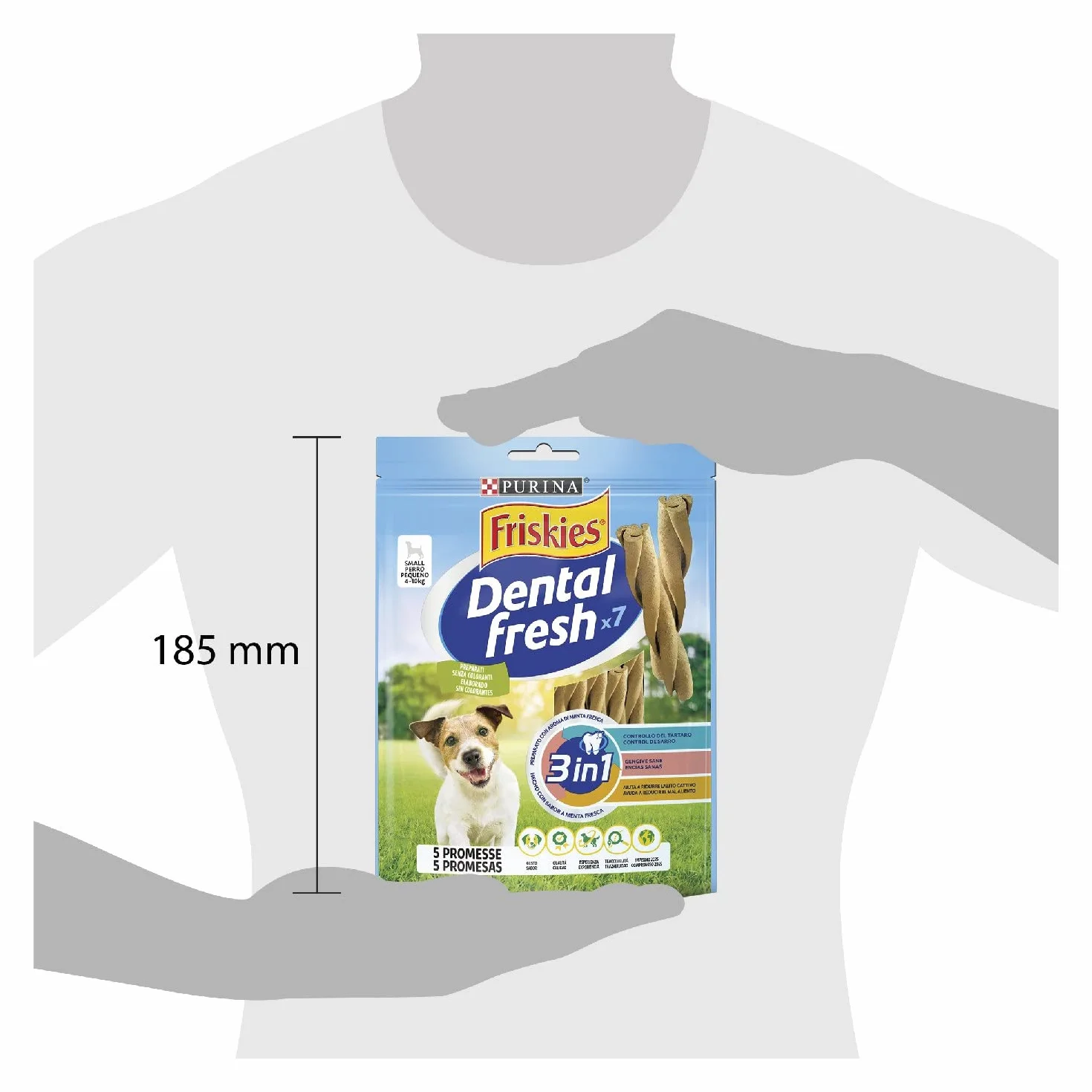 PURINA FRISKIES Dental Fresh Snack per l'Igiene Orale per Cani Adulti Stick 6 Confezioni da 110g