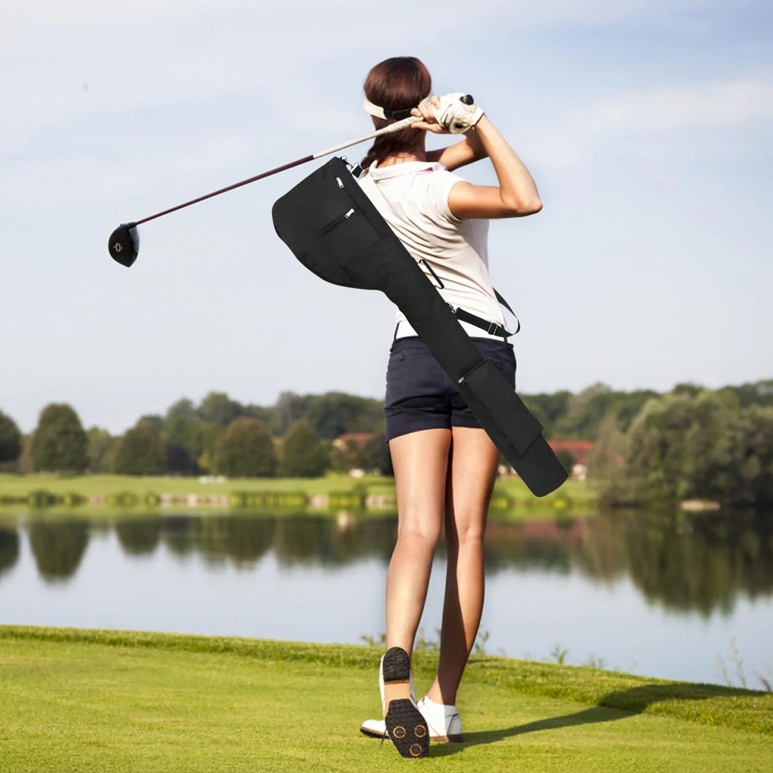 Borsa da Golf Pieghevole Impermeabile Leggera con Manico per Viaggio Donne Uomini