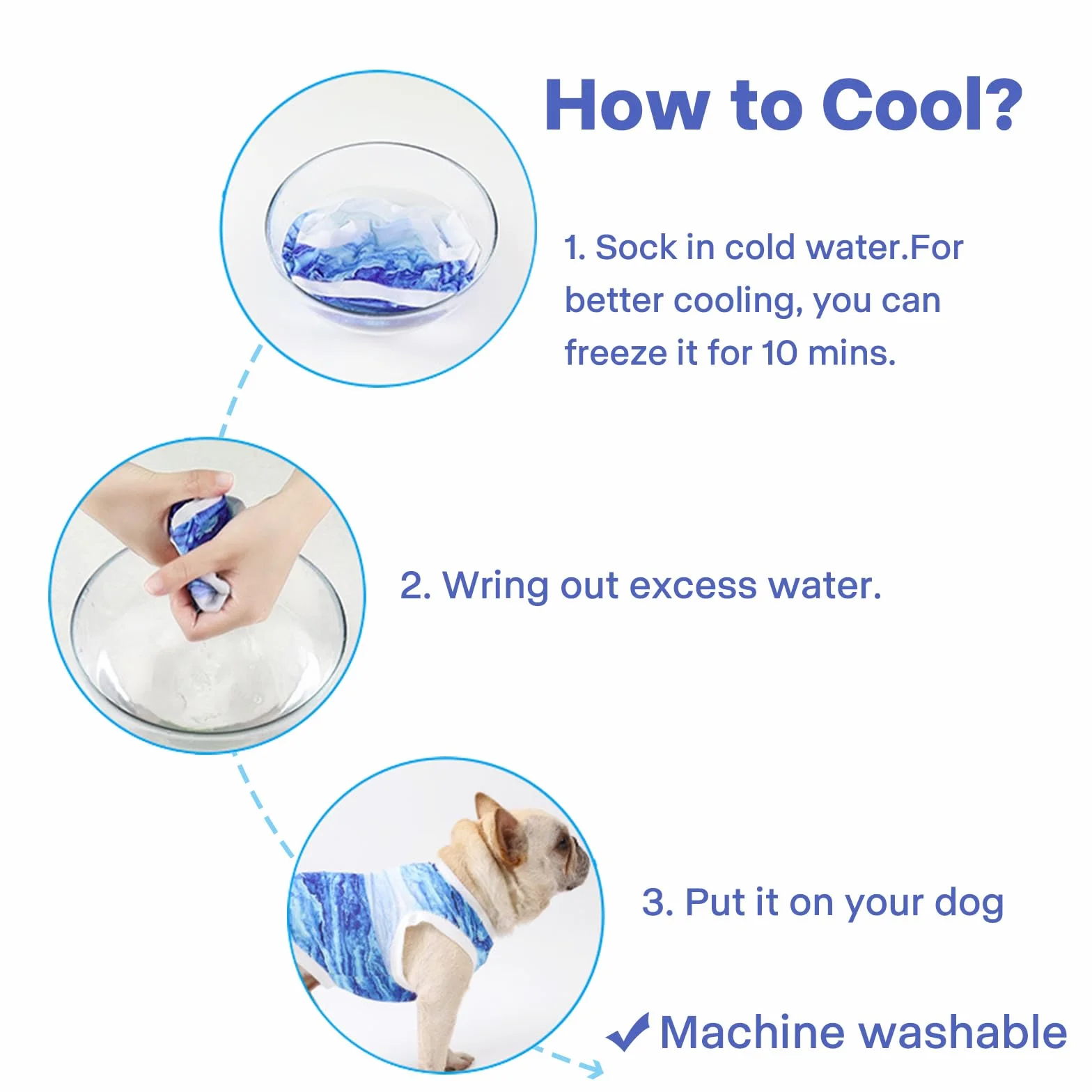Gilet Rinfrescante per Cani Giacca Raffreddamento Tessuto Istantaneo Microfibra Blu XL