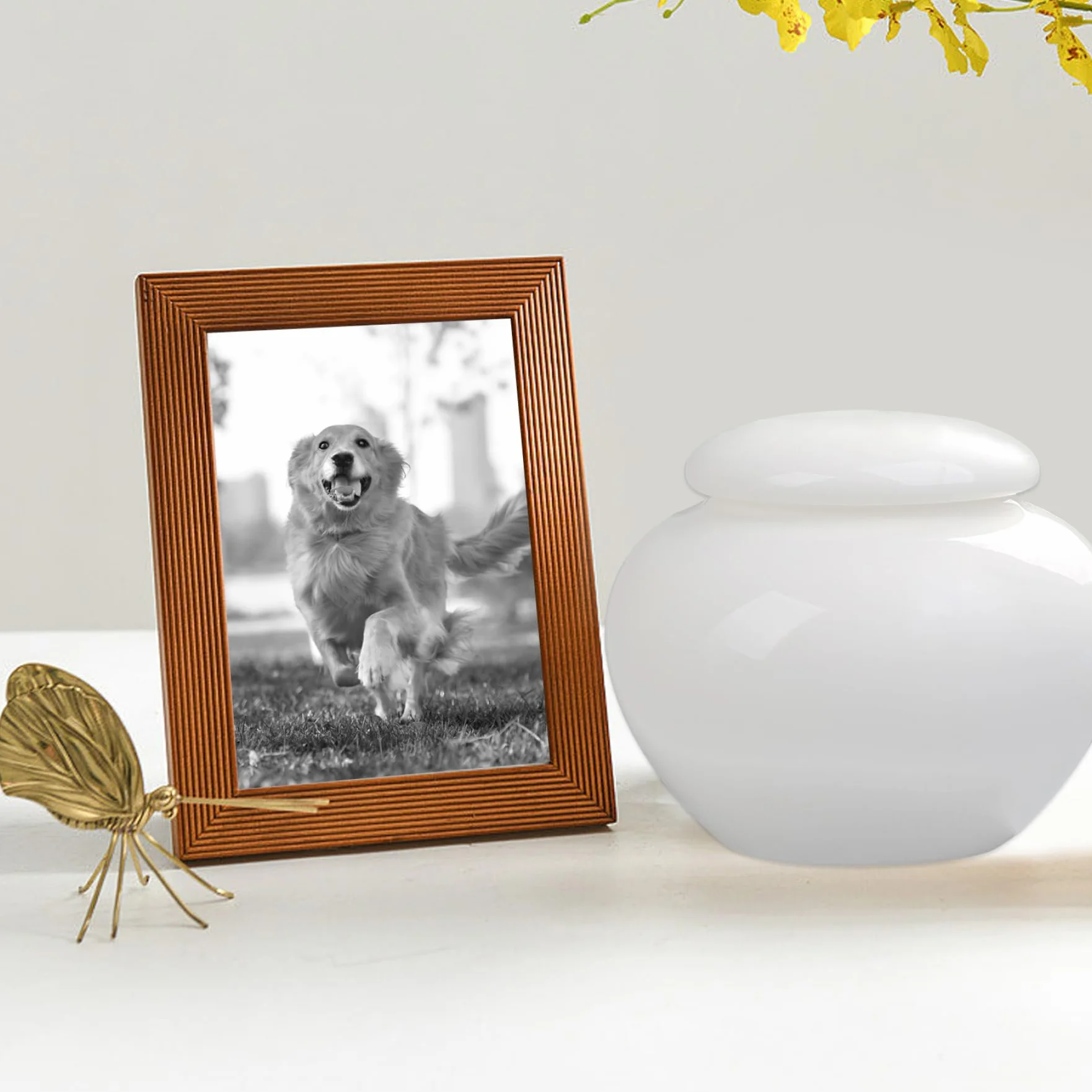 Urne per ceneri, 1000 ml, urna in ceramica bianca, a prova di perdite, per ceneri umane, 15 x 13 cm, urna commemorativa per cani e gatti