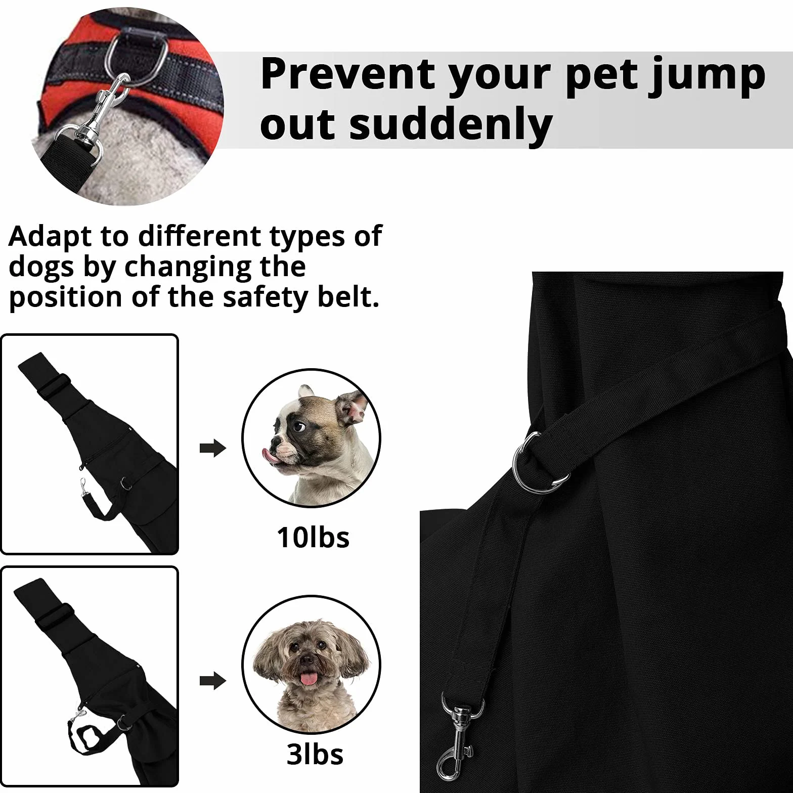 Borsa da trasporto per cani e altri animali da compagnia, regolabile, traspirante, adatta per passeggiate e attività all'aria aperta (nero)
