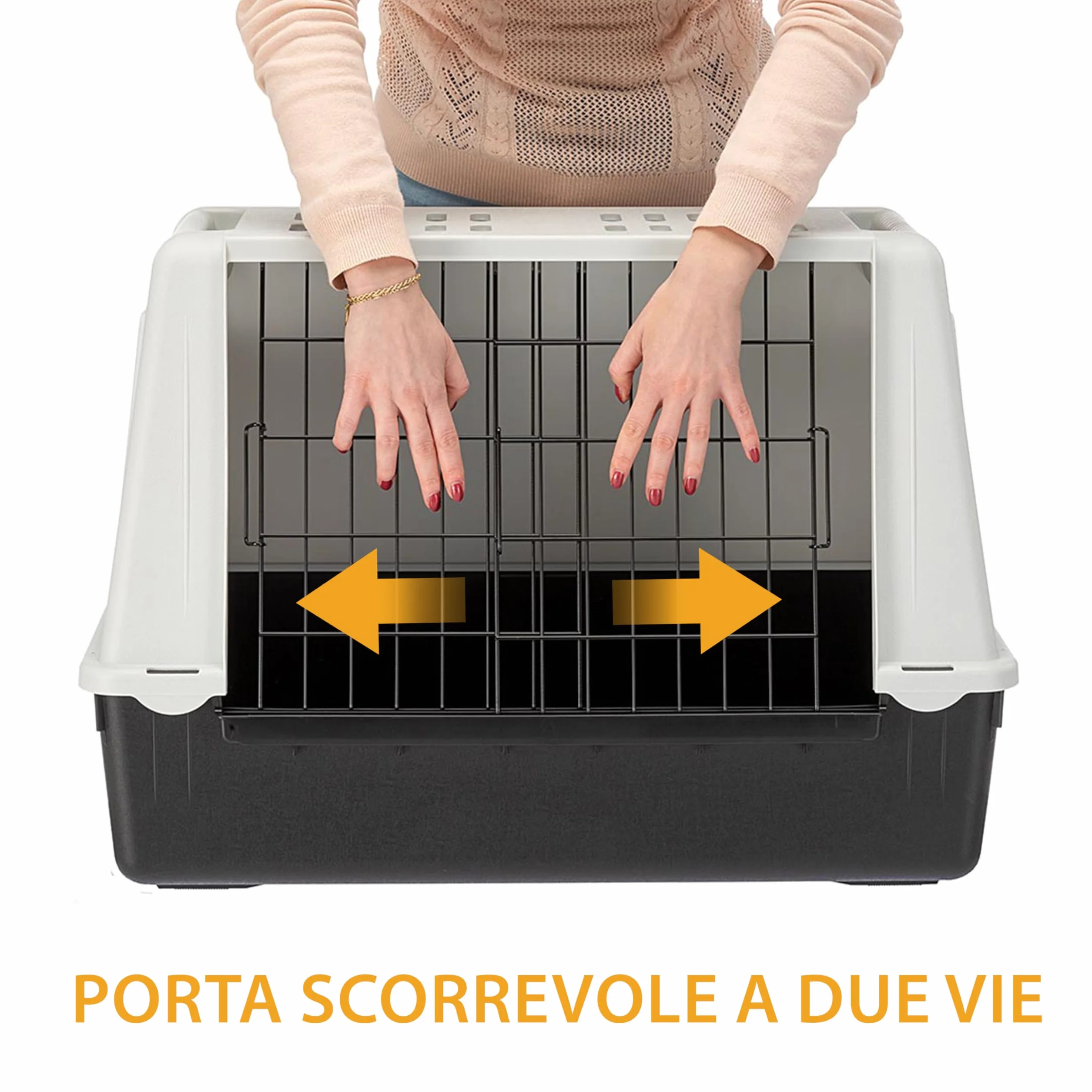 Ferplast ATLAS CAR MINI Trasportino per Cani da Auto con Tappeto Drenante, Maniglie, Griglia Ventilazione, Doppia Apertura Scorrevole con Chiusura Sicura, Max 10 kg, 72 x 41 x h 51 cm