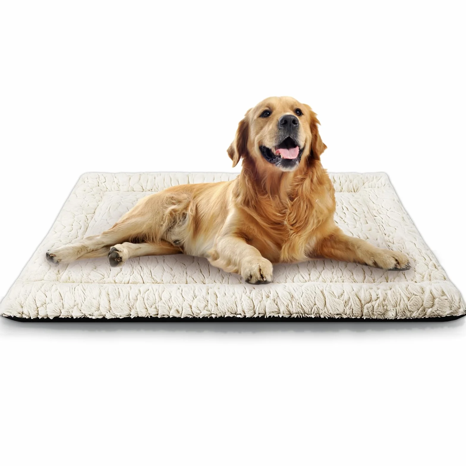 Cuscino per Cani Corto in Peluche, per Cani Taglia Grandi, 94x61cm, Caldo e Comodo, Facile da Pulire, Cachi