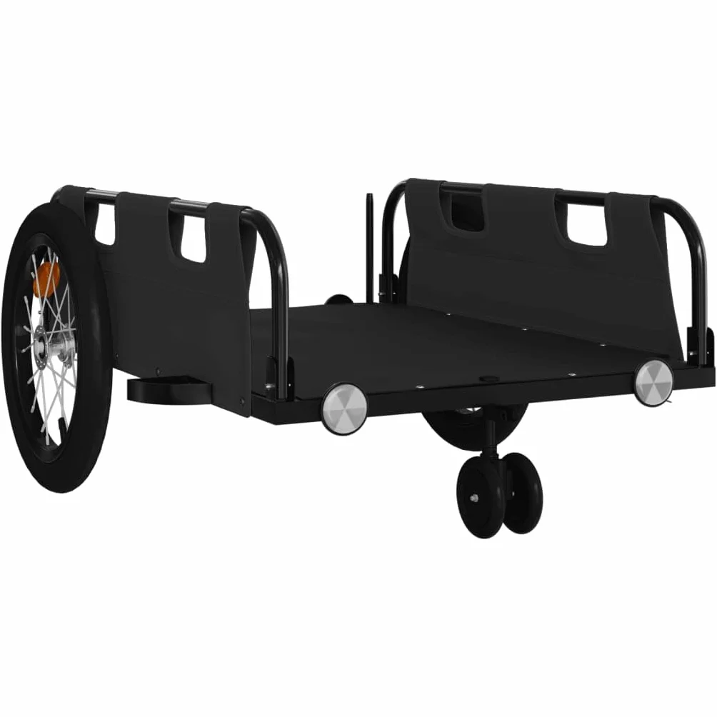 vidaXL Rimorchio da Bici Nero Oxford e Ferro