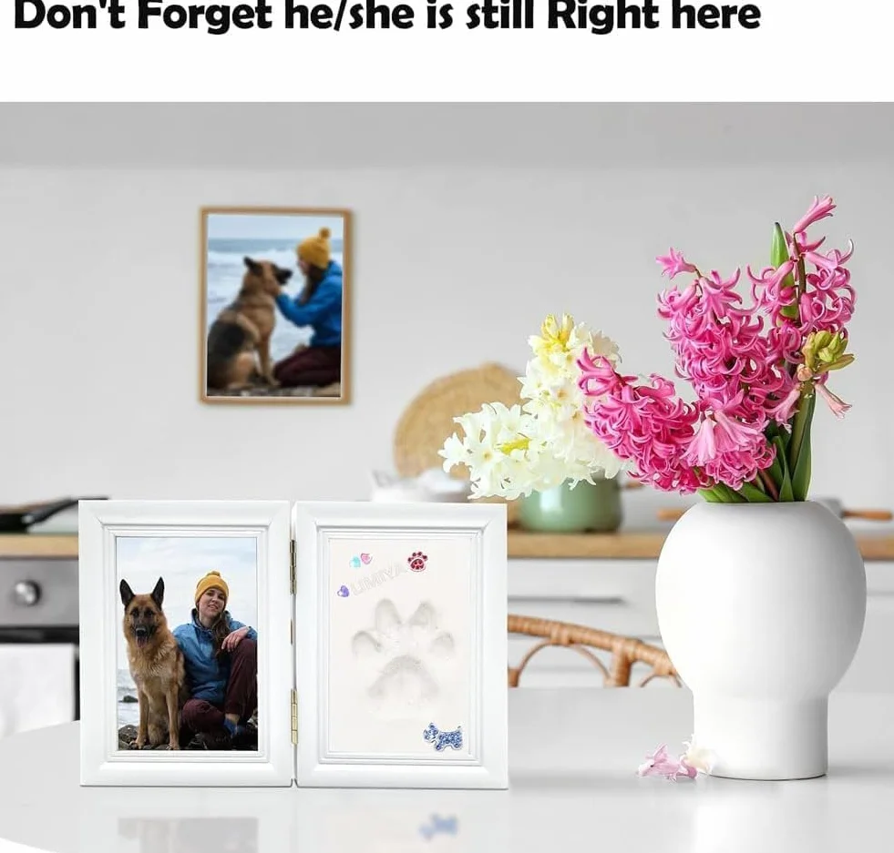 Set di impronte di zampe per cani e gatti, fai da te, in legno 3D, per cani o proprietari di gatti, per animali domestici (bianco)