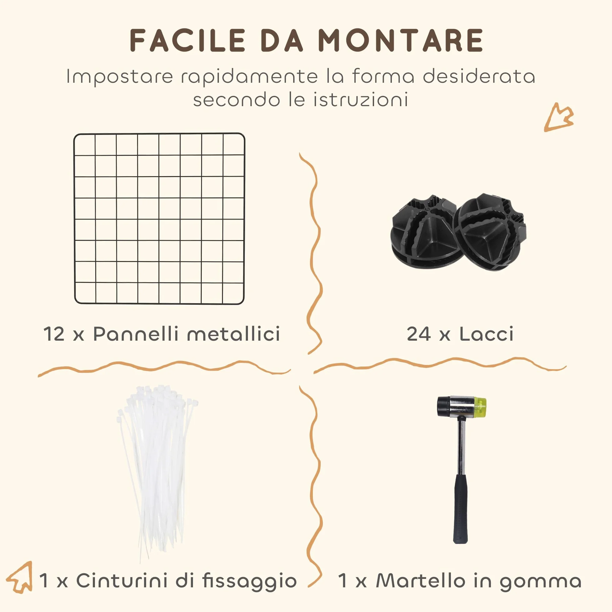 PawHut Recinto per Cuccioli e Piccoli Animali Modulabile in Metallo e PP, 12 Pannelli da 35x35cm Nero