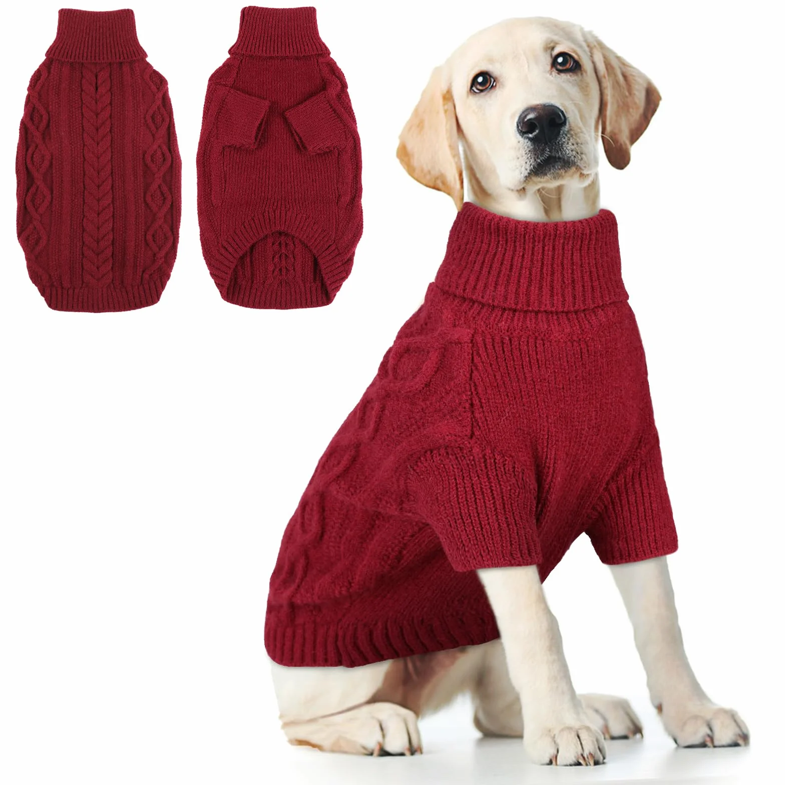 Maglione Cane Caldo Maglioncino Cane Taglia Media Maglioncino per Cani con Zampe, Maglioncini per Cani con Foro per Guinzaglio (Rosso Scuro XL)