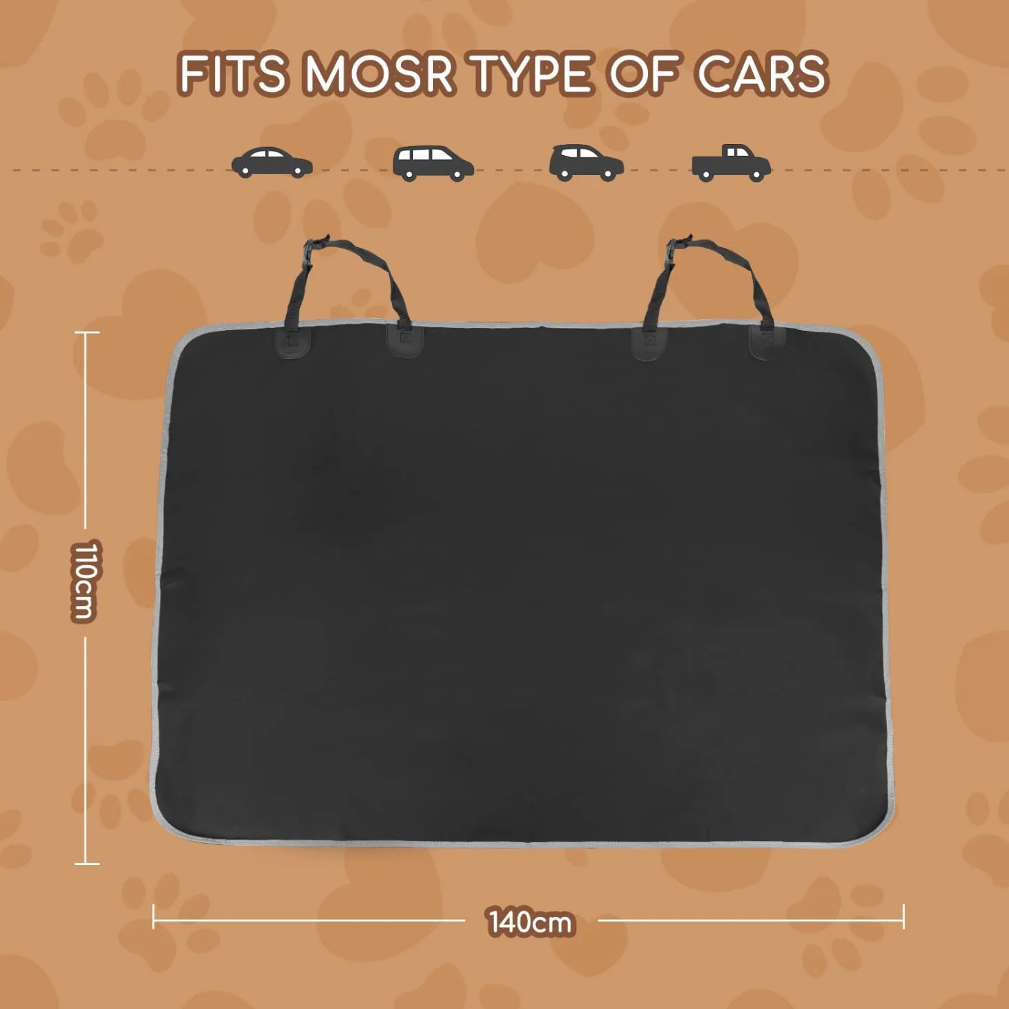 Nobleza Fodere sedili per Cani per Veicoli Coprisedili Auto Posteriore Panno Oxford Impermeabile Antigraffiato Antiscivolo Nero 140x110 cm