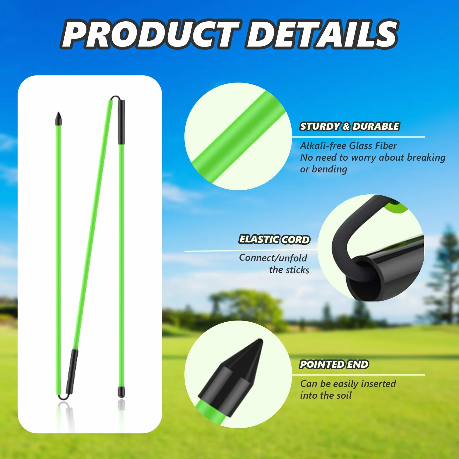 flintronic Bastone Indicatore Golf, Bastoncini di Allineamento da Golf a Tre-Pieghe, Attrezzatura da Allenamento daGolf Portatile per Puntare, Allenare, Accessori di Postura Corretta daGolf