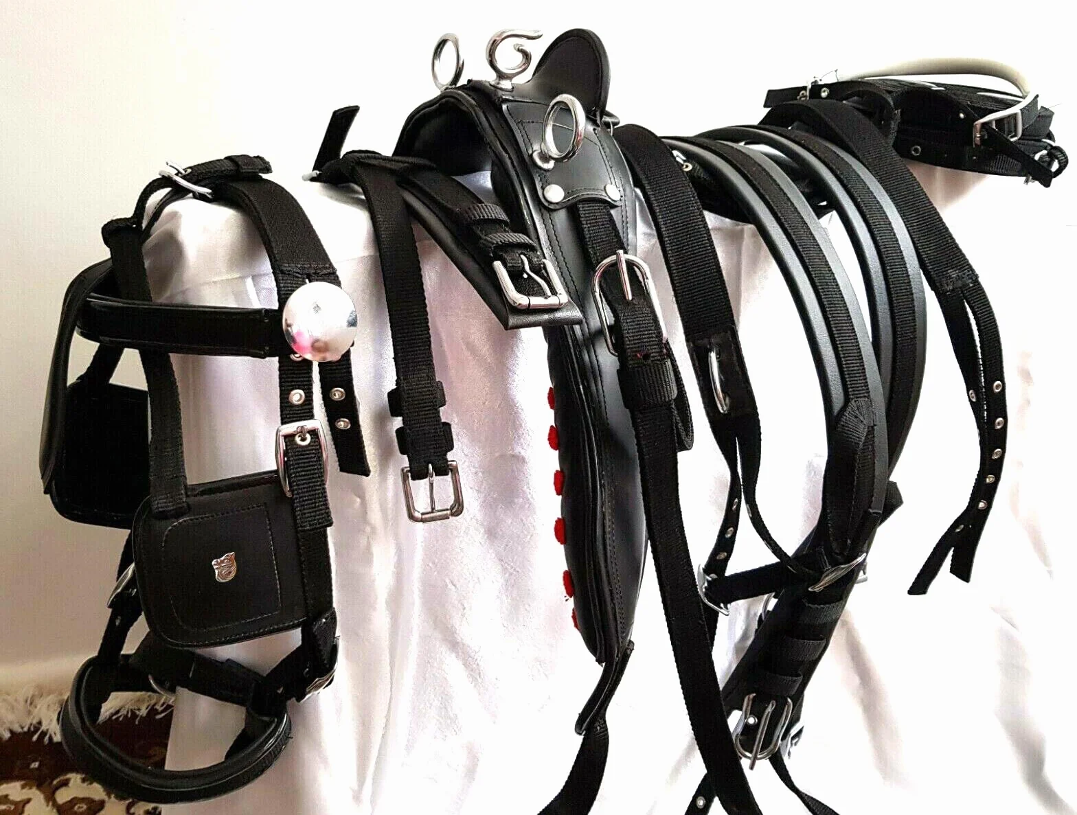 Finimento da tiro in nylon di design per carrozza monoposto, disponibile nelle taglie Pony, Cob e Full 004 (Cob)