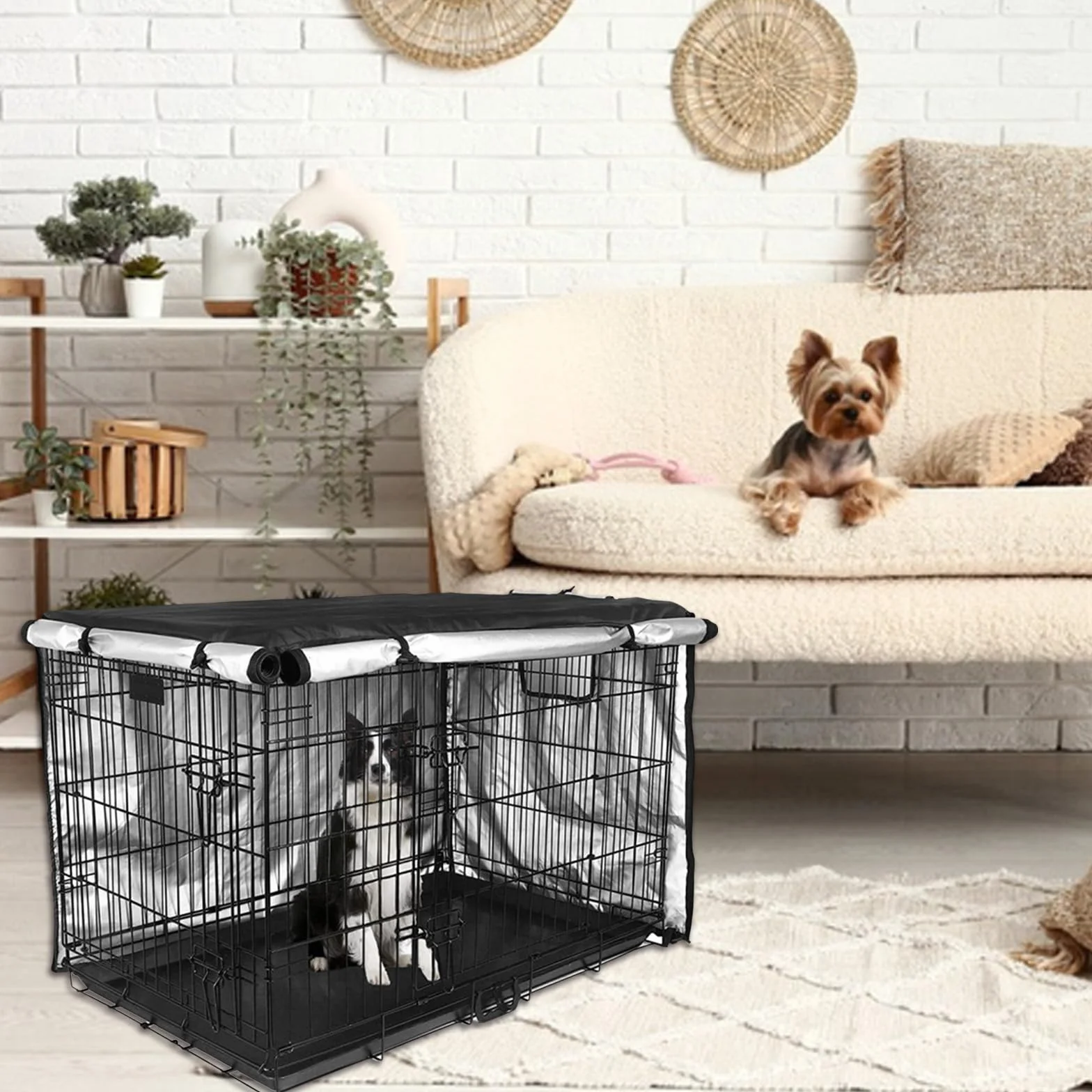 Nero Copertura Per Gabbia Per Cani 48x30x33in Impermeabile Antivento Pieghevole
