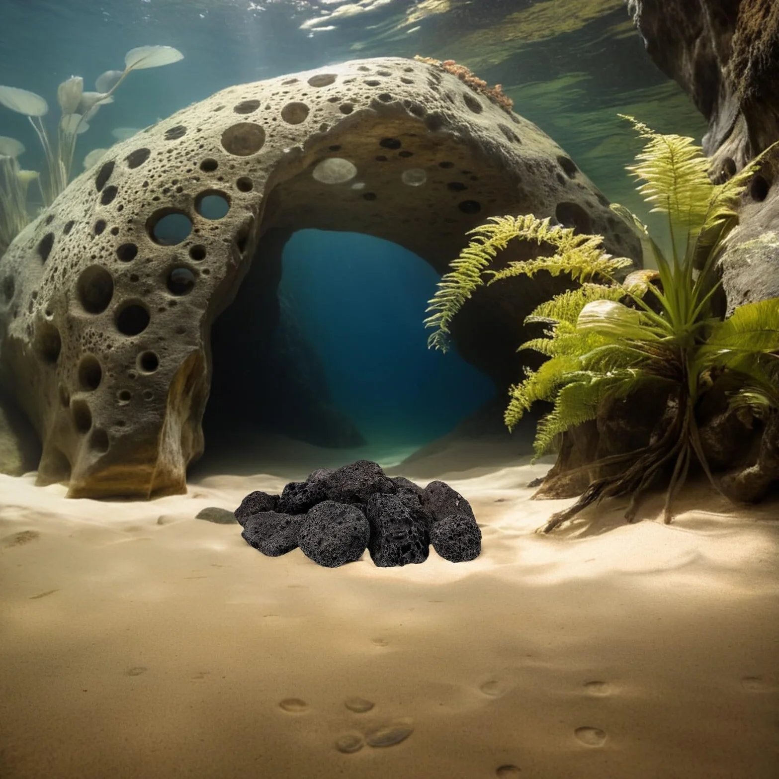 Happyyami Pietre laviche: 1 set di pietre vulcaniche nere, pietre laviche naturali, per acquario, decorazione per acquario, braciere, griglie a gas, piante da acquario