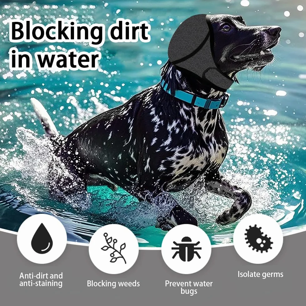 Paraorecchie Cane Scudi Confortevoli Anti Ansia Sollievo dal Rumore Snoods con Nastro Autoadesivo Regolabile per Cani Grigio L