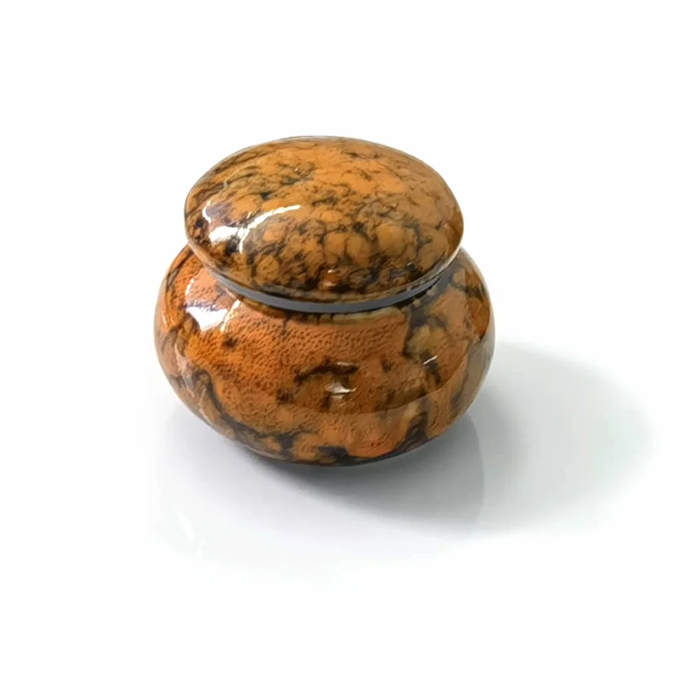 Urna Piccola,Mini Ceramica Urne Cinerarie Realizzata a Mano Piccola Urna Commemorativa per Contenere Umane o Animali Ceneri(Arancia)