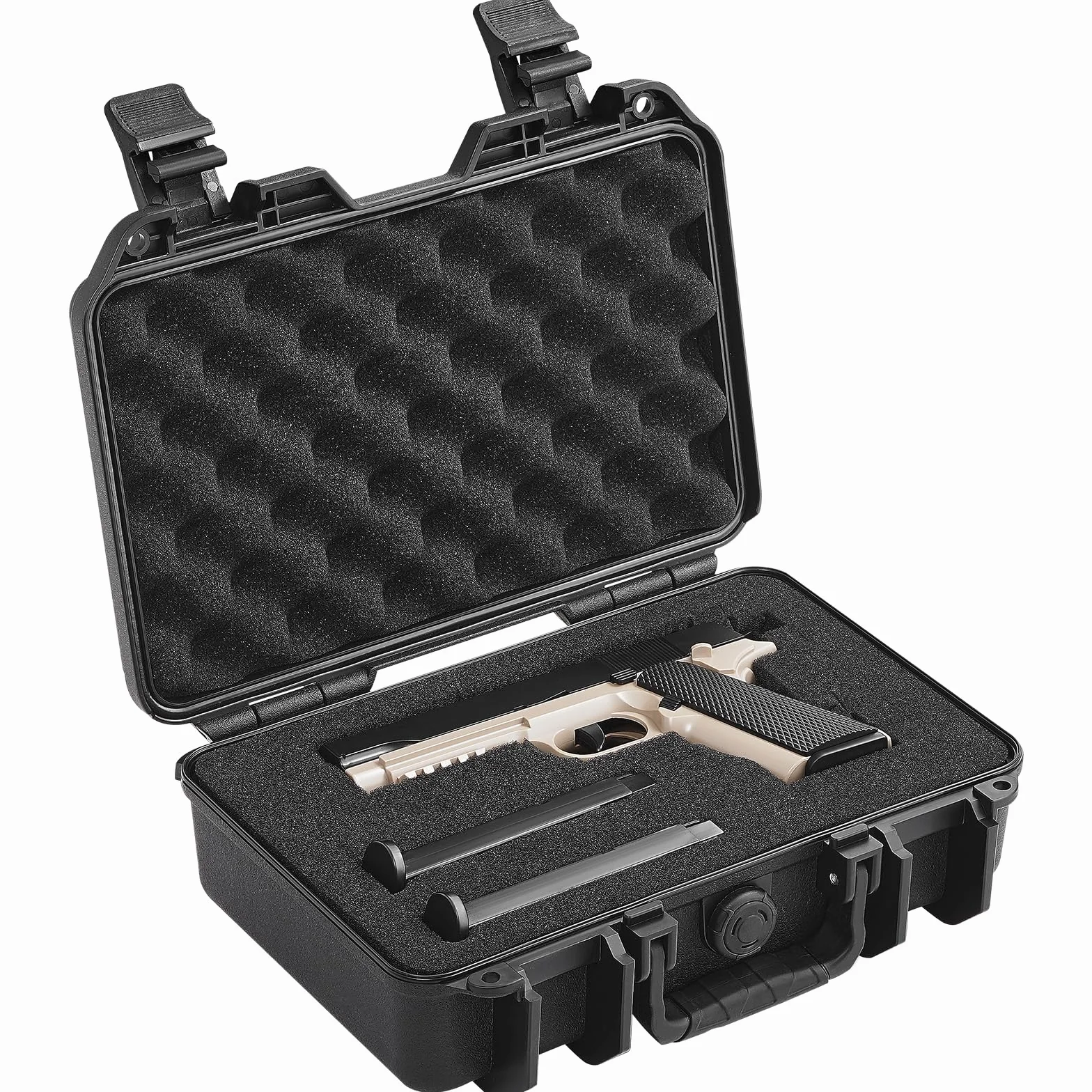 VEVOR Custodia Rigida per Pistola, Capacità 1 Pistola, Custodia con Serratura con Schiuma PU Pretagliata, Impermeabile Antipolvere, Borsa da Trasporto per Armi da Fuoco da Caccia 320 x 240 x 118 mm