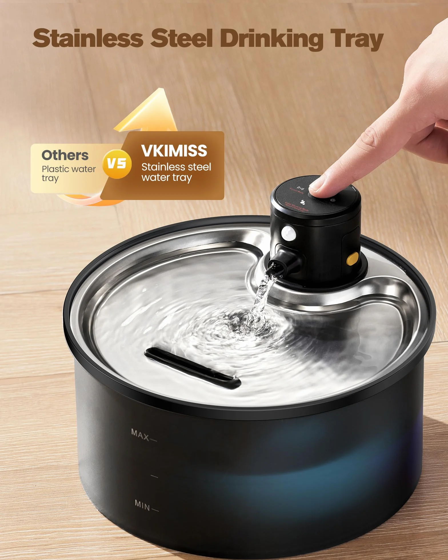 Fontanella per Gatti senza Fili: Fontana per Gatti - 3.2L Fontanella Gatto con Sensore di Movimento - Fontana Gatto Batteria - Dispenser Acqua Gattis con Pila 4000mAh - Acciaio Vassoio per Bere