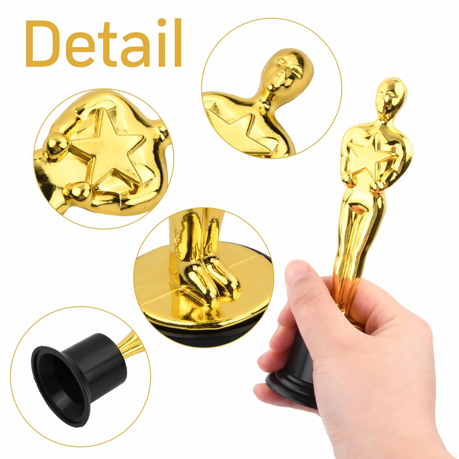 Set 12 Mini Trofei Bambini, 15,2 cm Trofeo Oro in Plastica con Stella, Premio per Asilo Scuola Primaria Competizioni Sport Spettacoli Diploma