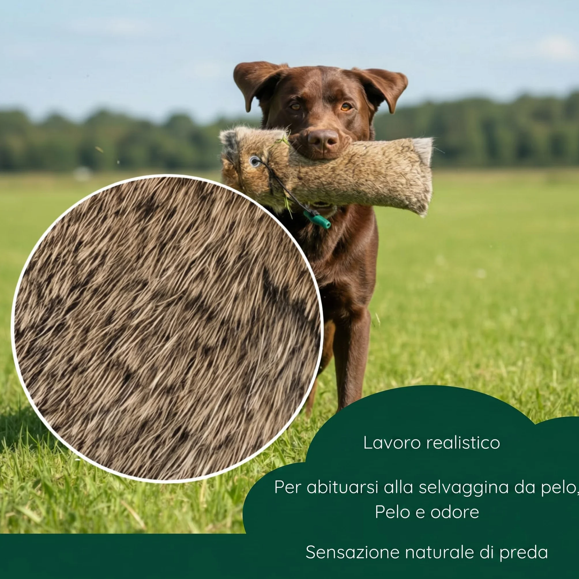 Giocattolo da riporto con pelliccia di coniglio, circa 500 g, per l'allenamento generale di cani e specifico di cani da riporto