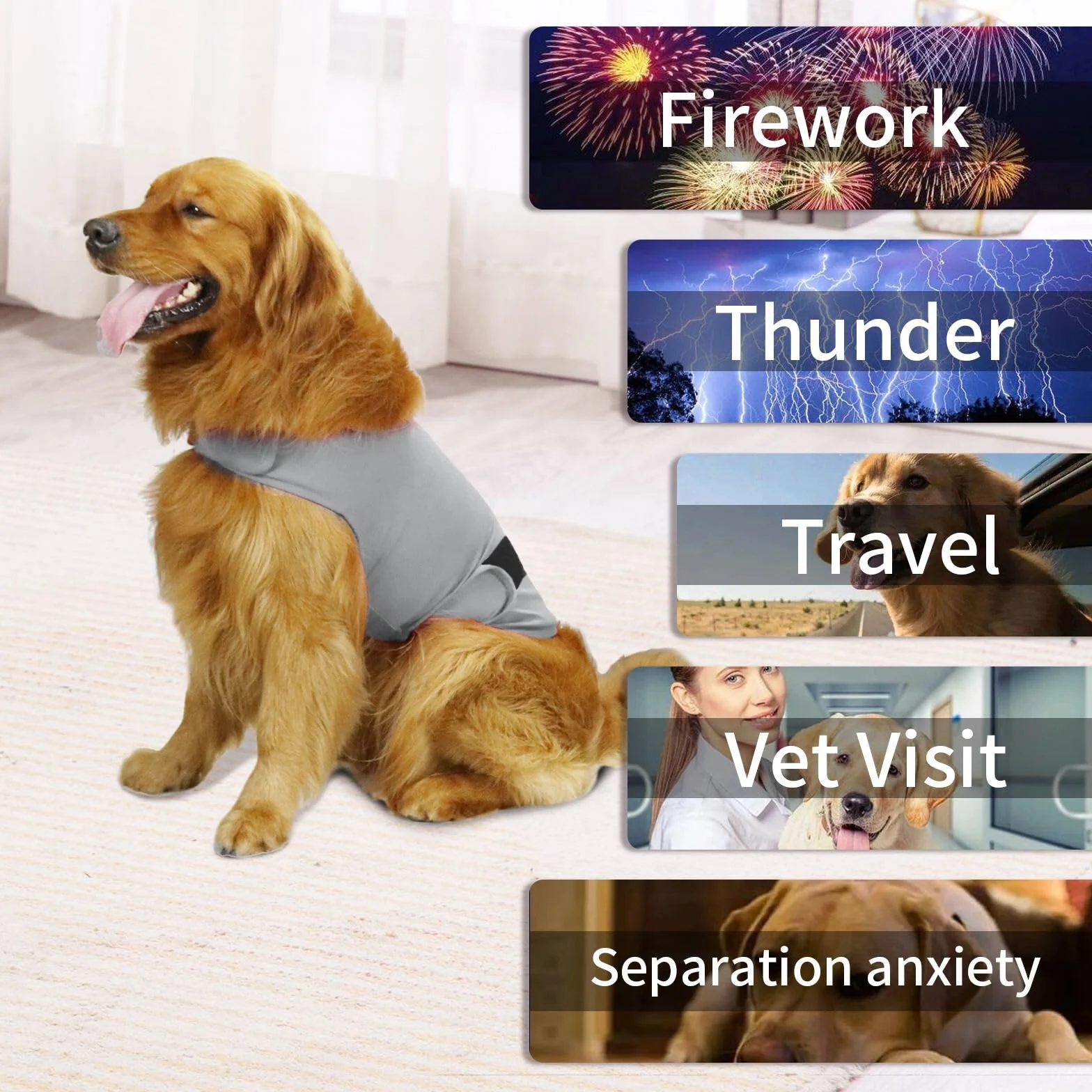 Giacca calmante per cani ansiosi cappotto antituono con striscia riflettente