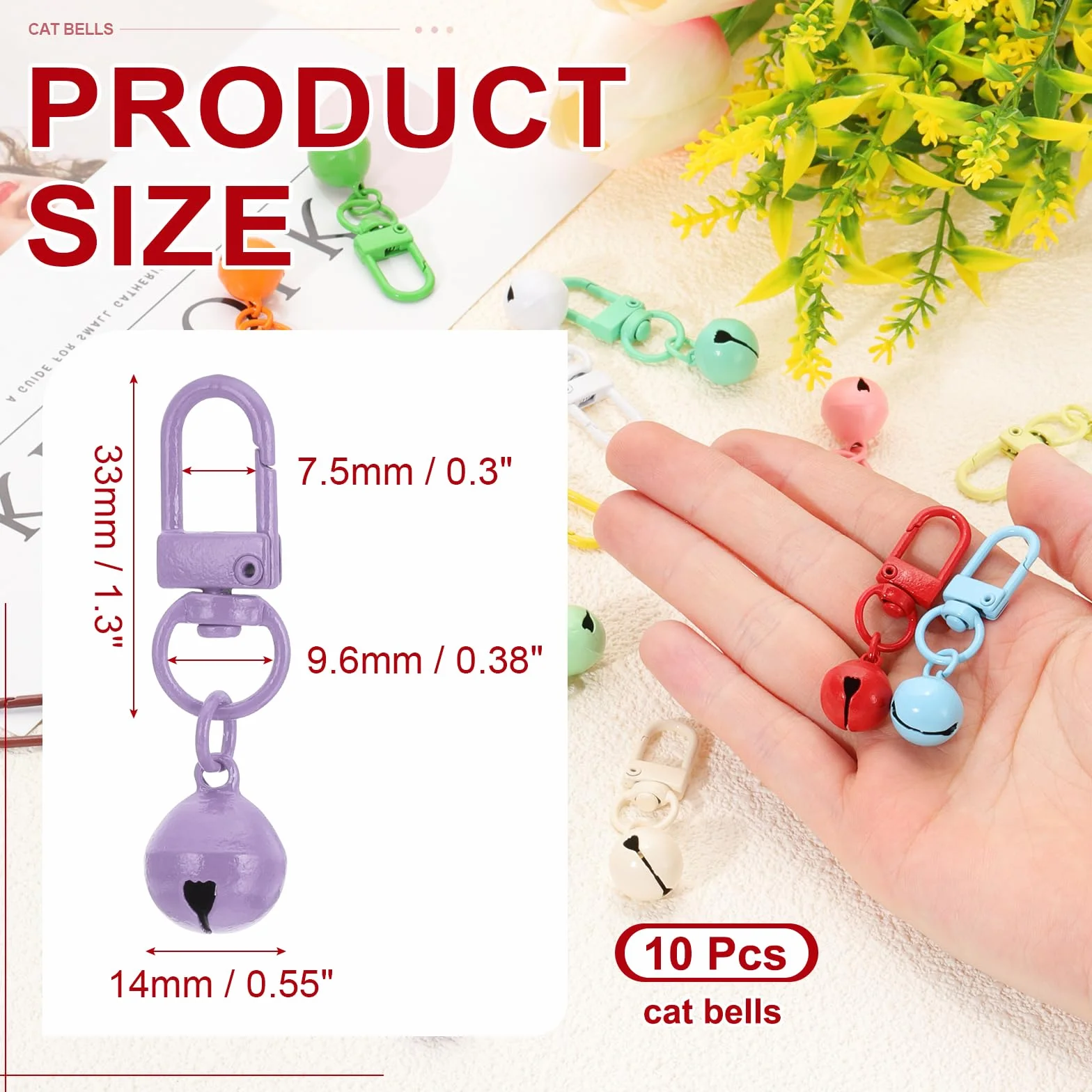 PATIKIL 10 PCS Campanellini Per Cani, Campanellino Per Collare Gatti Campanellini Piccoli Per Animali Domestici Portachiavi Carino IngrossoPer Collare Cane Charm Pendente, Viola Chiaro