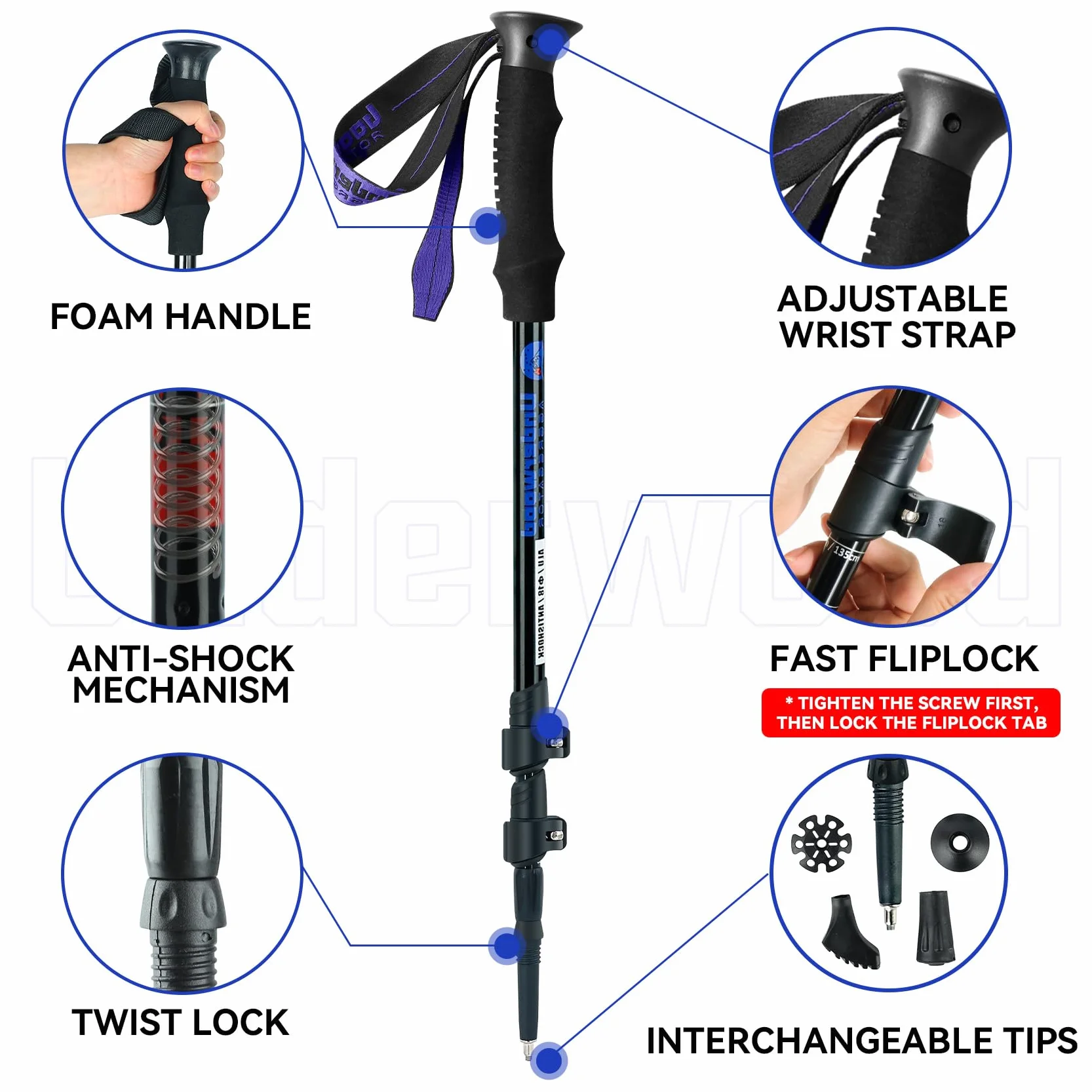 Bastoni da trekking telescopici in alluminio ultraleggeri confezione da 2