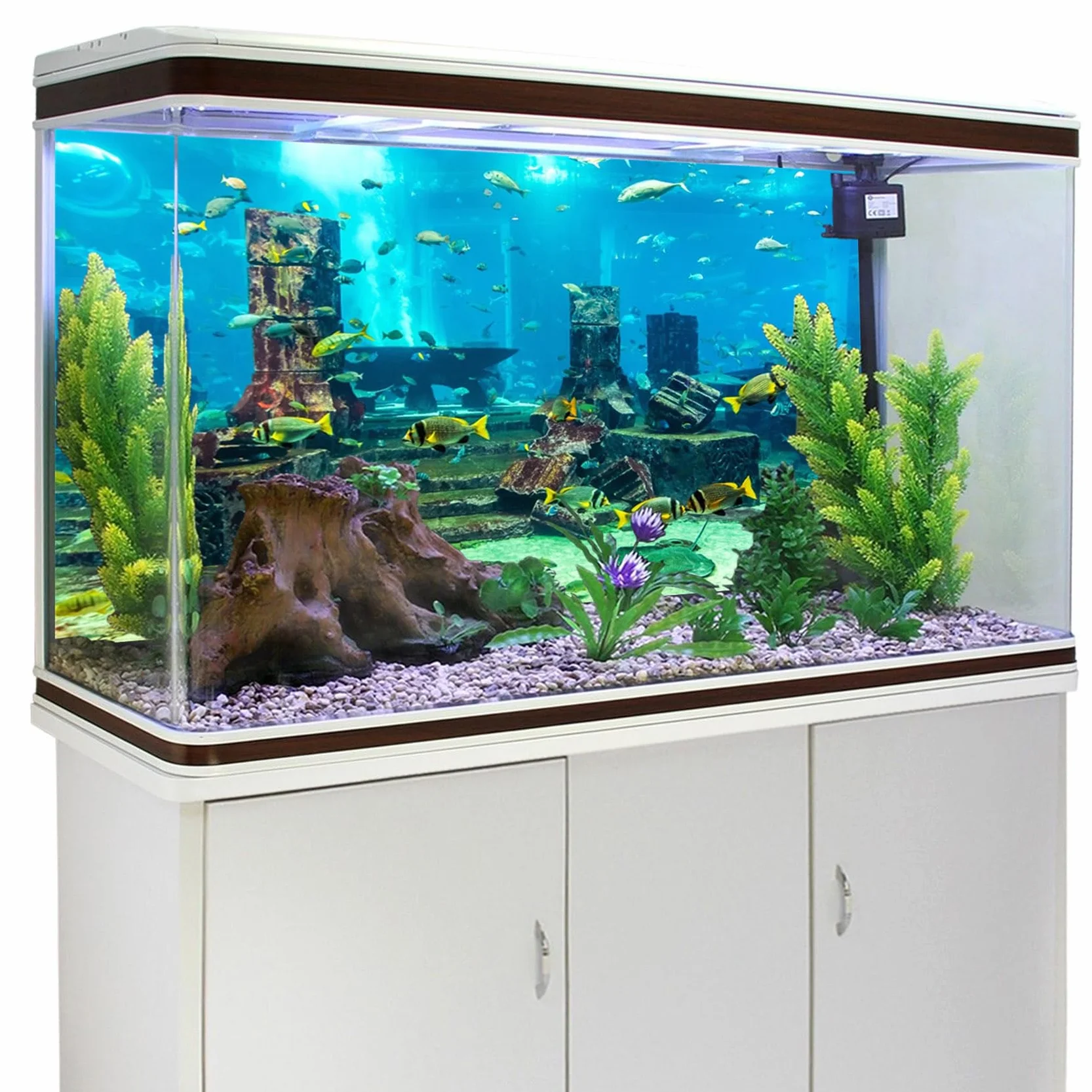 120x50cm Sottomarino Tema Acquario Sfondo Colorato Corallo Pesce Tropicale Rovine Mondo Subacqueo Pesce Serbatoio Poster Sfondo Vinile