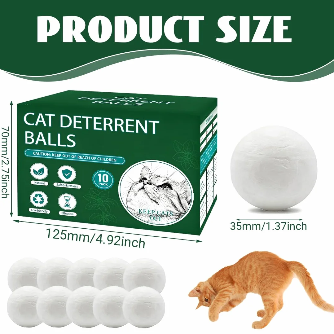Palle Repellenti per Gatti – 12 Pezzi, Repellente Naturale con Fragranze di Menta e Citronella – Resistente alle Intemperie, Sicuro per gli Animali e Ecologico – Per Giardino, Terrazza Interno
