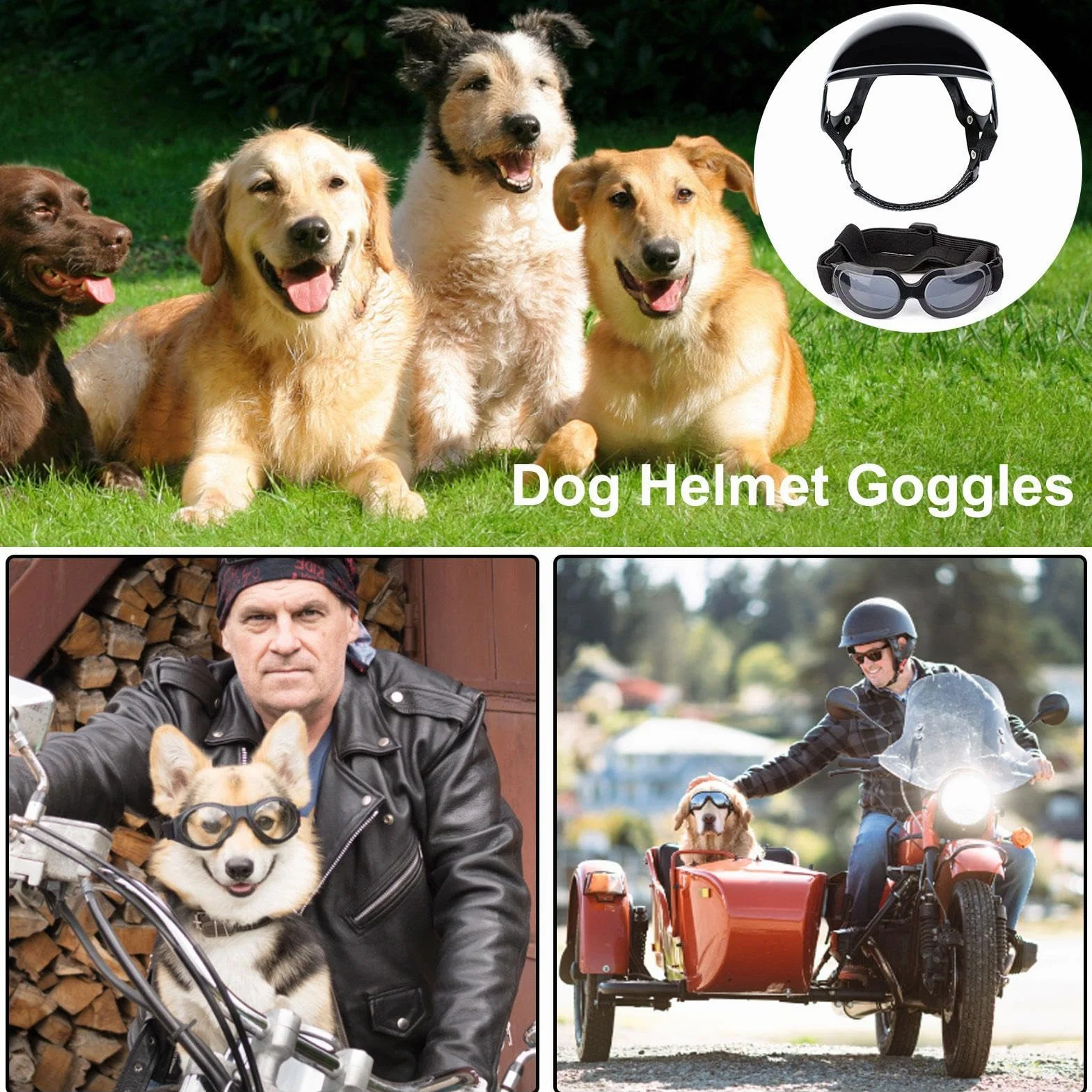 2 Pezzi Casco E Occhiali Per Cane, Sole Cane Protezione Testa Regolabile, Casco Regolabile Con Protezione Occhi, Casco Di Sicurezza Traspirante Regolabile Con Protezione Occhi