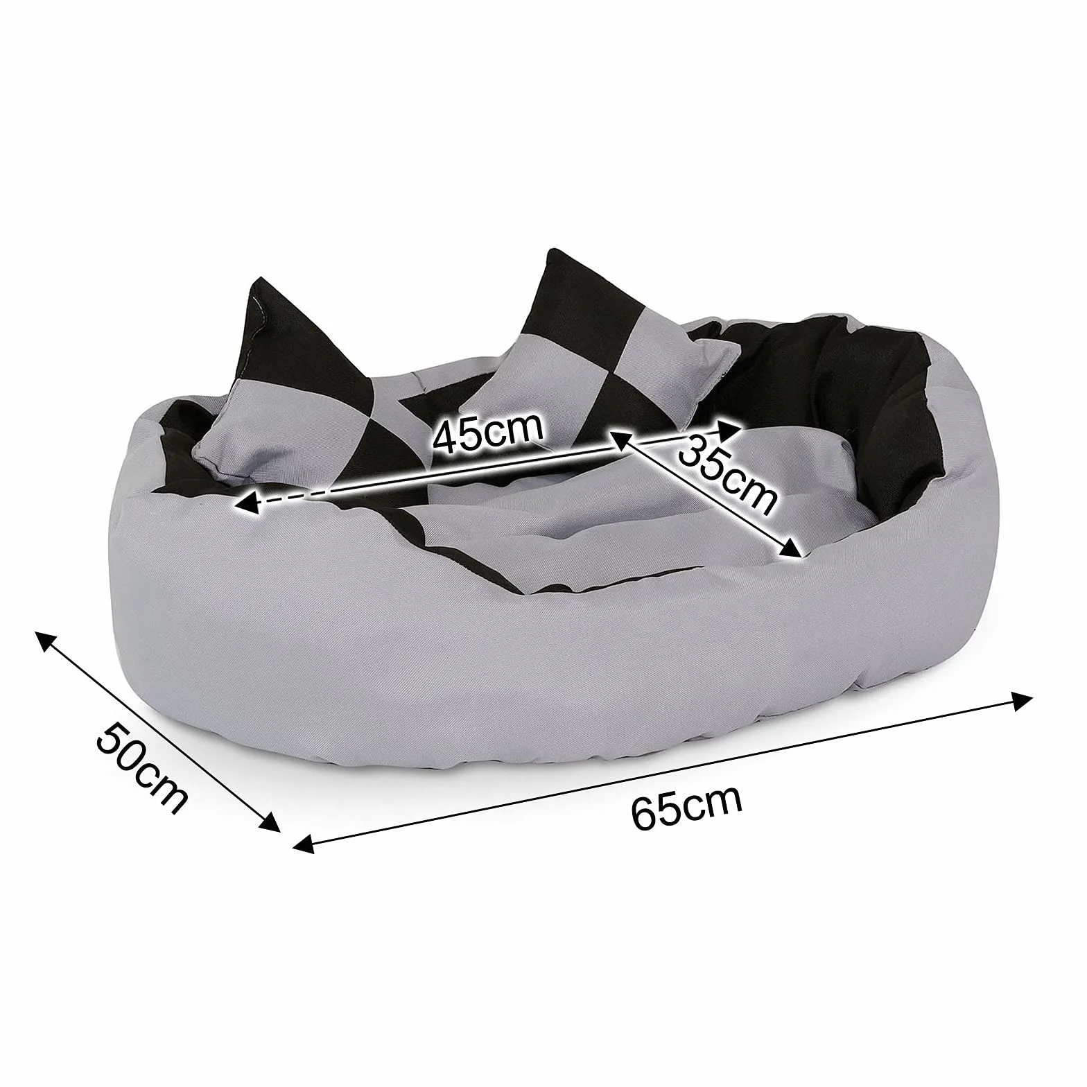 Lettino per Cane 4 in 1 65x50 cm Nero/Grigio