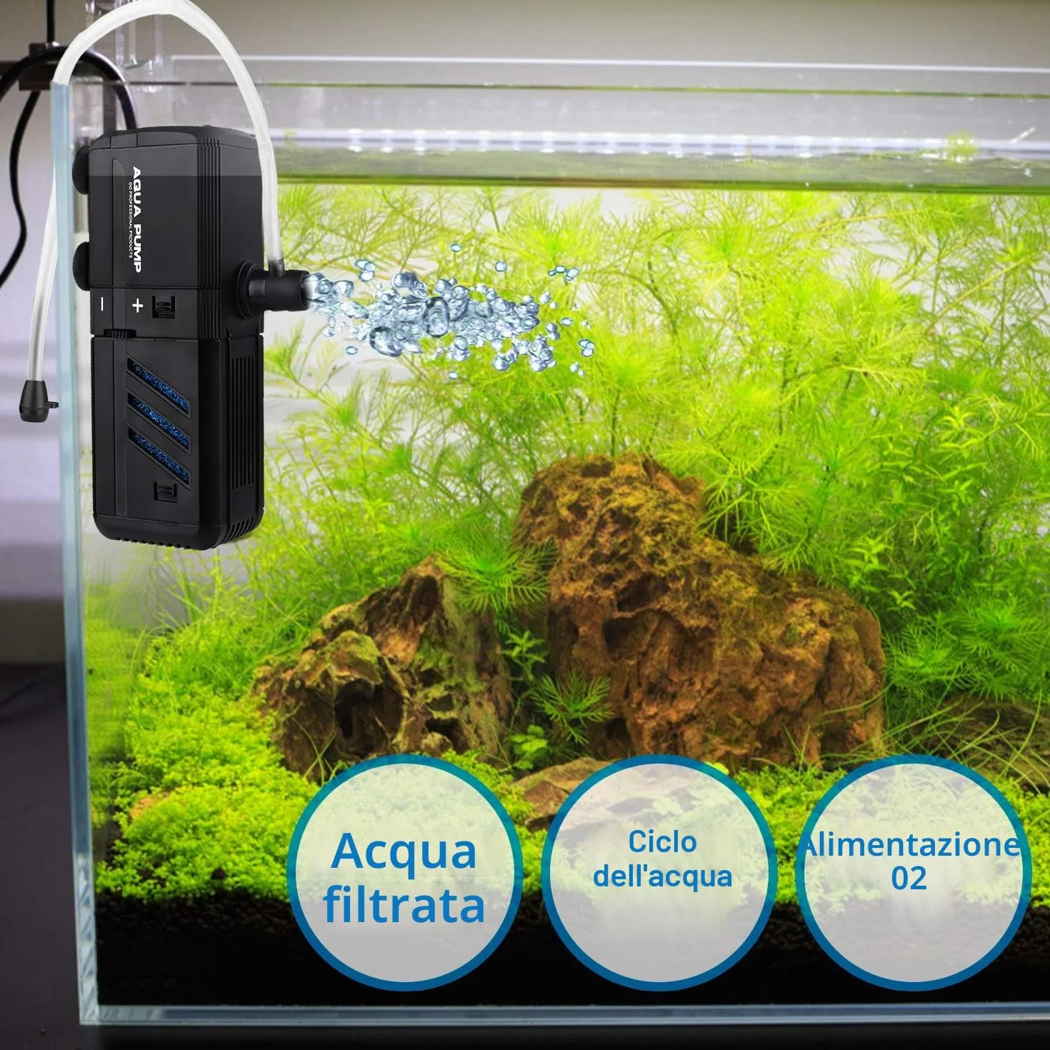 Filtro Interno 6W per Acquario, Pompa Acqua 500L/H 30-150 Litri