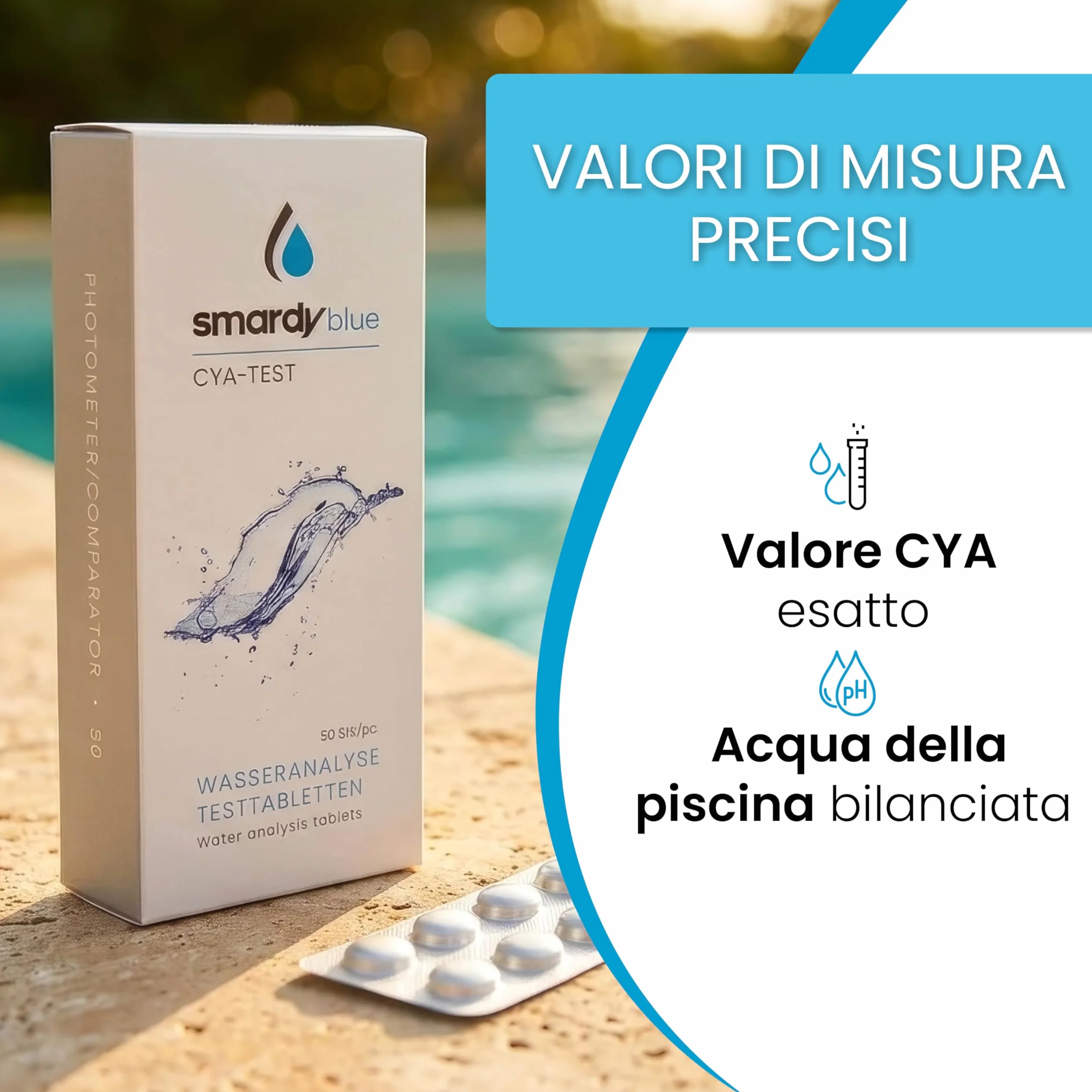 CyA Fotometro Pastiglie 50 – Misura Acido Cianurico Piscina – Compatibile PoolLab SCUBA II BAYROL Made in Germany