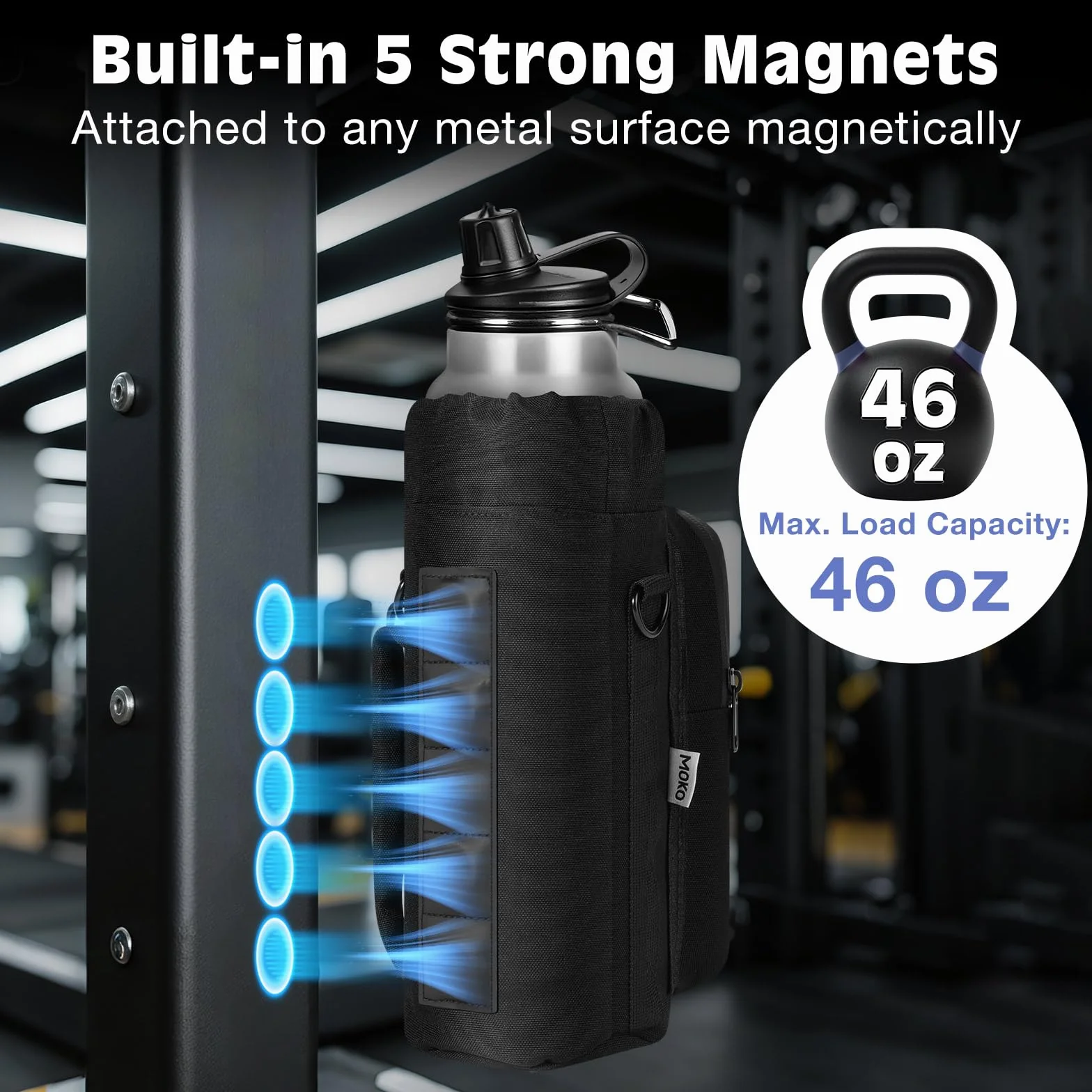 MoKo Borsa da Palestra Magnetica, Porta Borraccia con Custodia Telefono, Fitness
