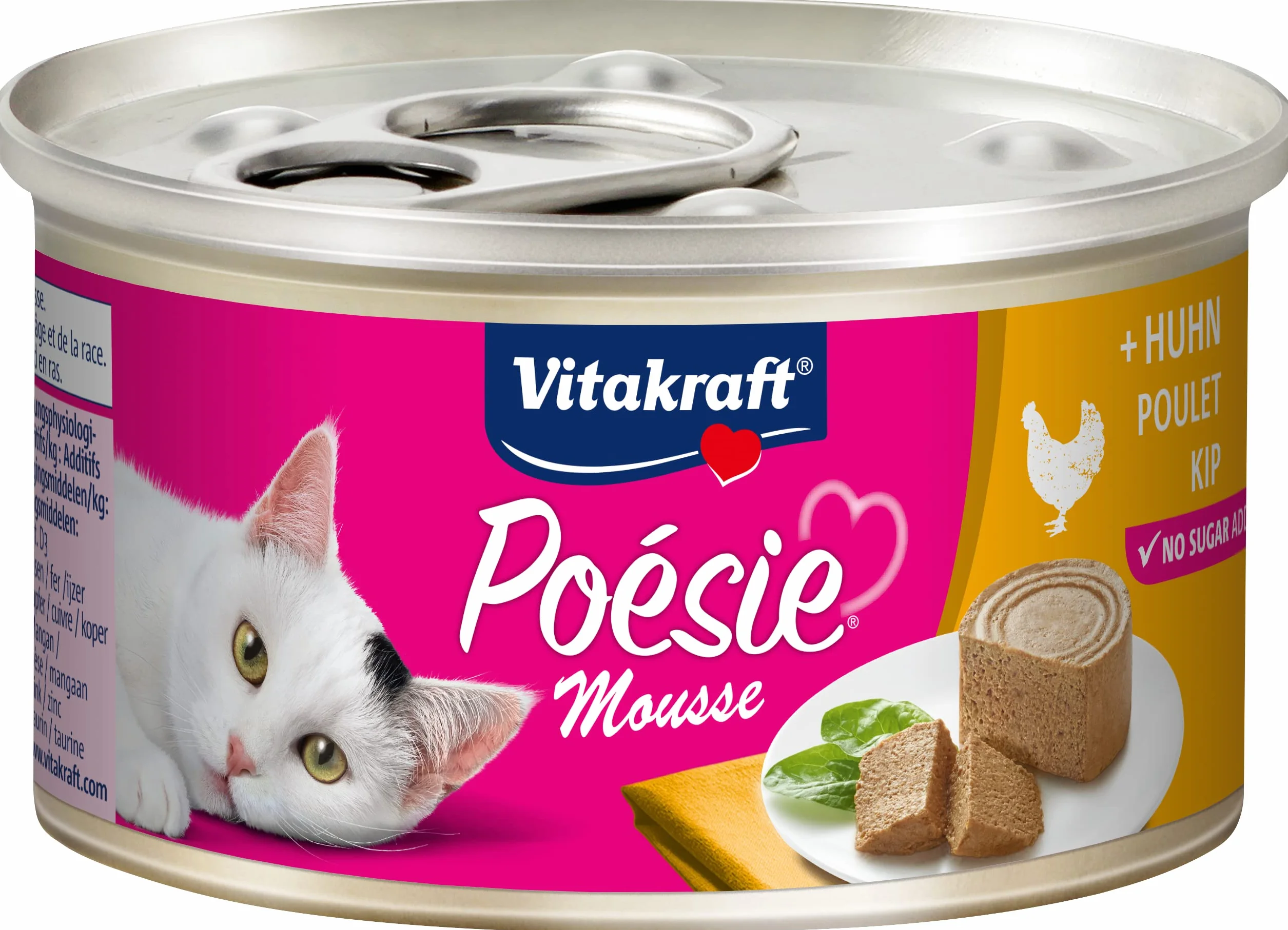Vitakraft Poésie Mousse, alimento umido gatto, mousse ariosa, con pollo, senza l'aggiunta di zuccheri e cereali (12x 85g)