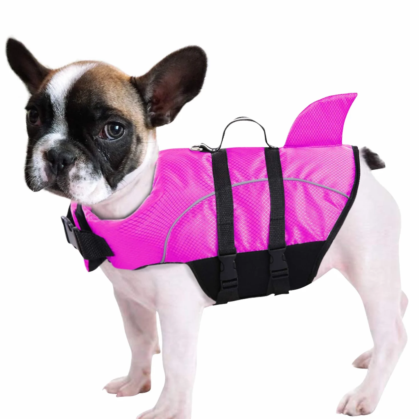 Queenmore Ripstop Grande Dog Life Jacket Fish Style Floatation Vest Regolabile Morbido e Impugnatura in Gomma, XS, Rosso Rosato