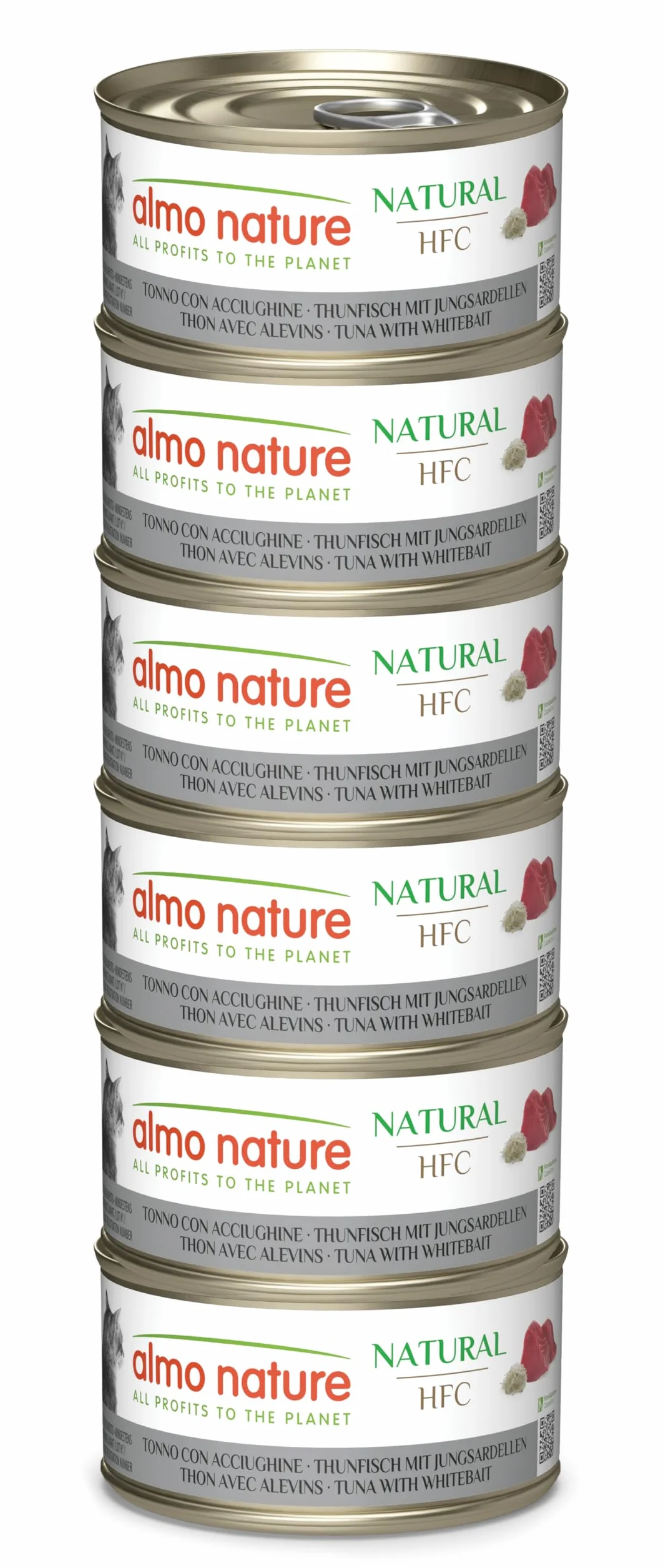Almo Nature HFC Natural Alimento Umido per Gatti - Tonno con Acciughine - Confezione da 420 g (6 x 70 g)