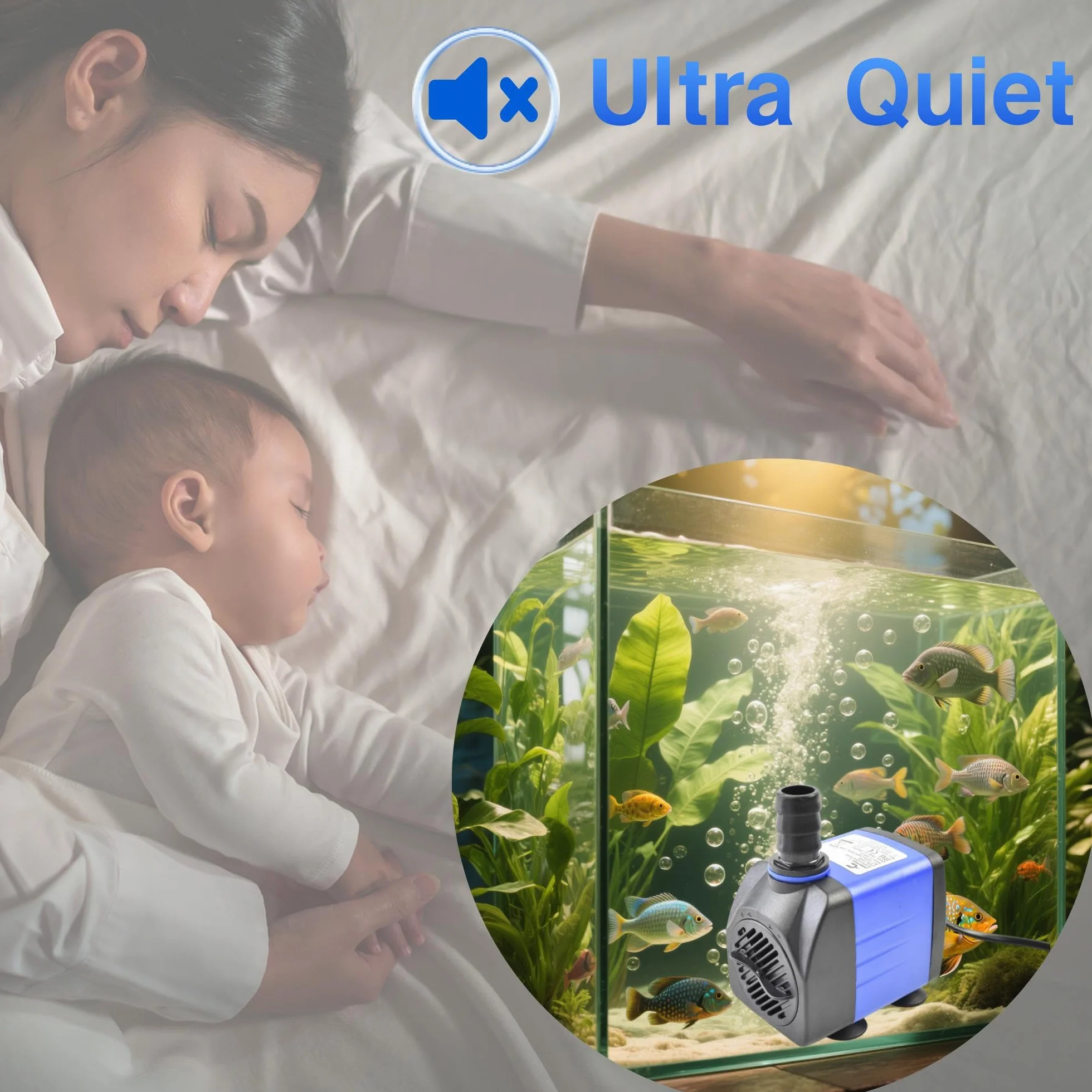 Conquerall 396GPH 1500L/H AC 220V Pompa sommersa 25W Ultra silenziosa per grandi vasche per pesci, cascate, fontane all'aperto e fontane d'acqua per animali domestici