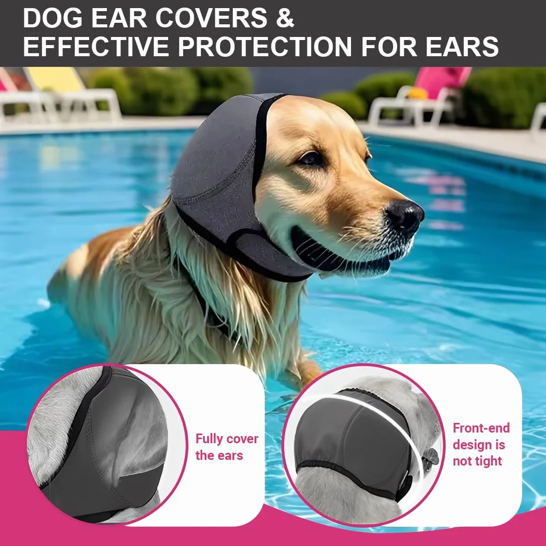 Paraorecchie Cane Impermeabile Nuoto Estivo Riduzione del Rumore Cuffia Cane Grigio M