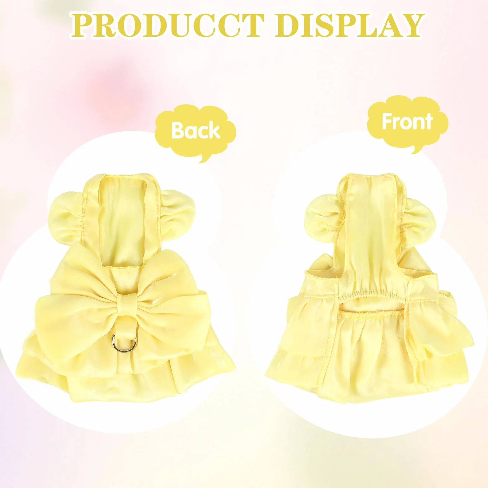Vestito da principessa per cani piccola taglia gatto fiocco anello D vestito sposa cuccioli gonna tutù costume estivo giallo S