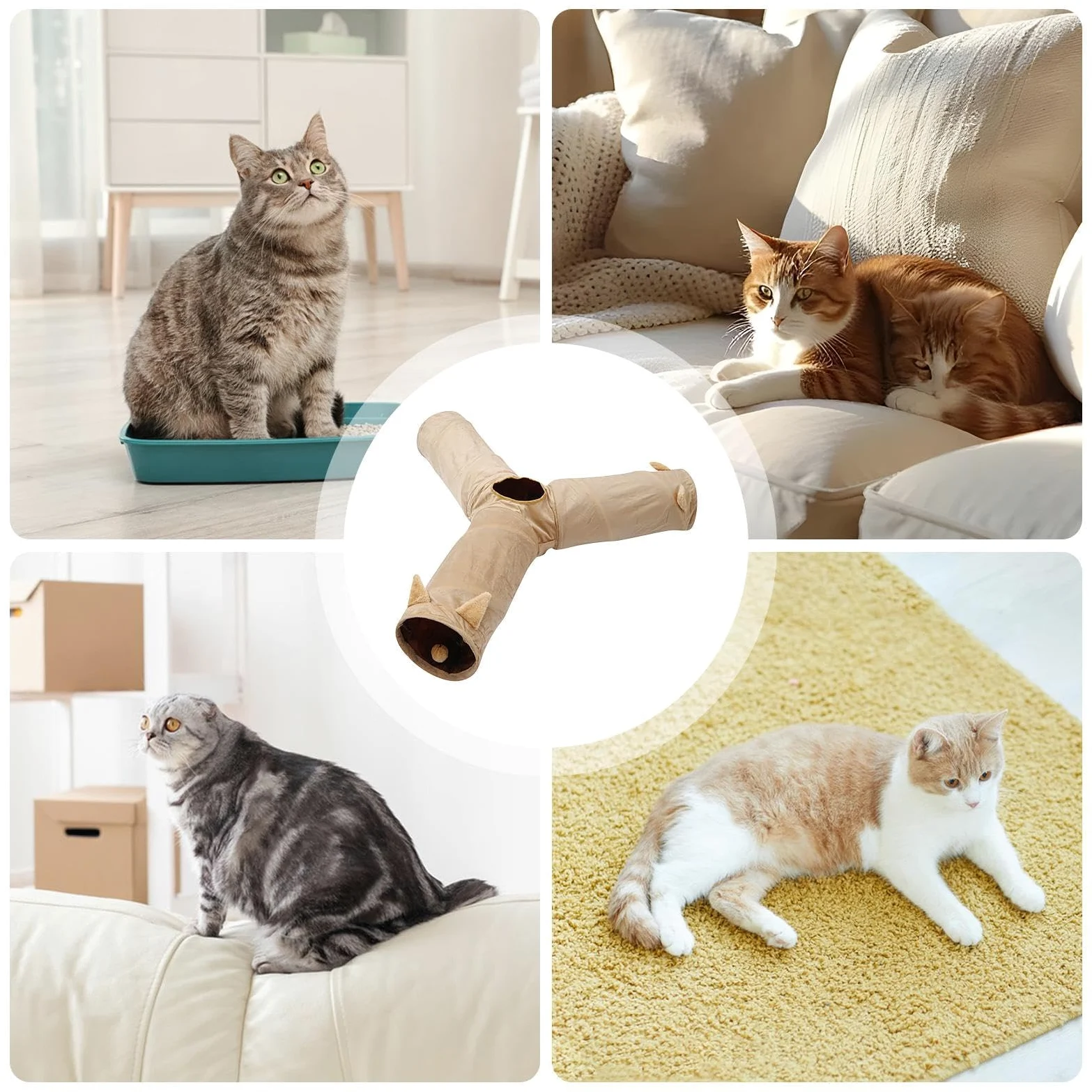 Giochi per gatti Giocattolo pieghevole a 3 vie arricchimento pet | Tunnel Per Gatti Interni Per il cucciolo e coniglio giardino interno cortile retrocortile casa animali