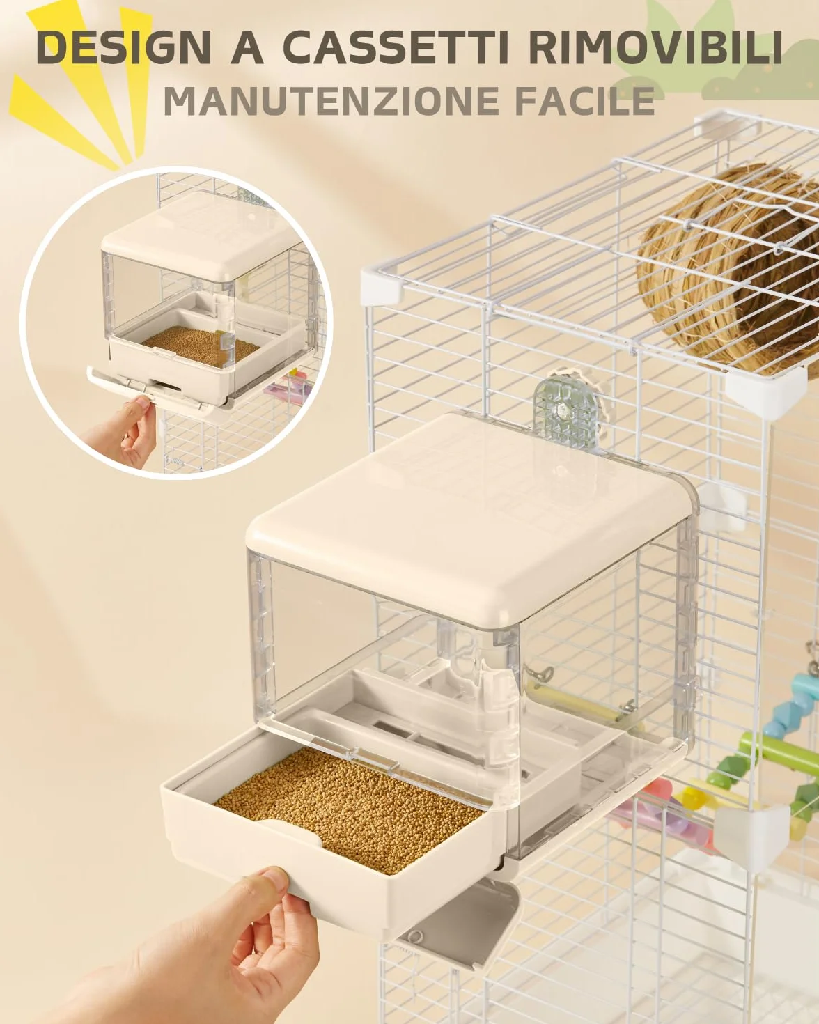 Bagno per uccelli sospeso per gabbia, accessori per uccelli piccoli e medi, pappagalli, inseparabili, fringuelli, parrocchetti (Bianco)