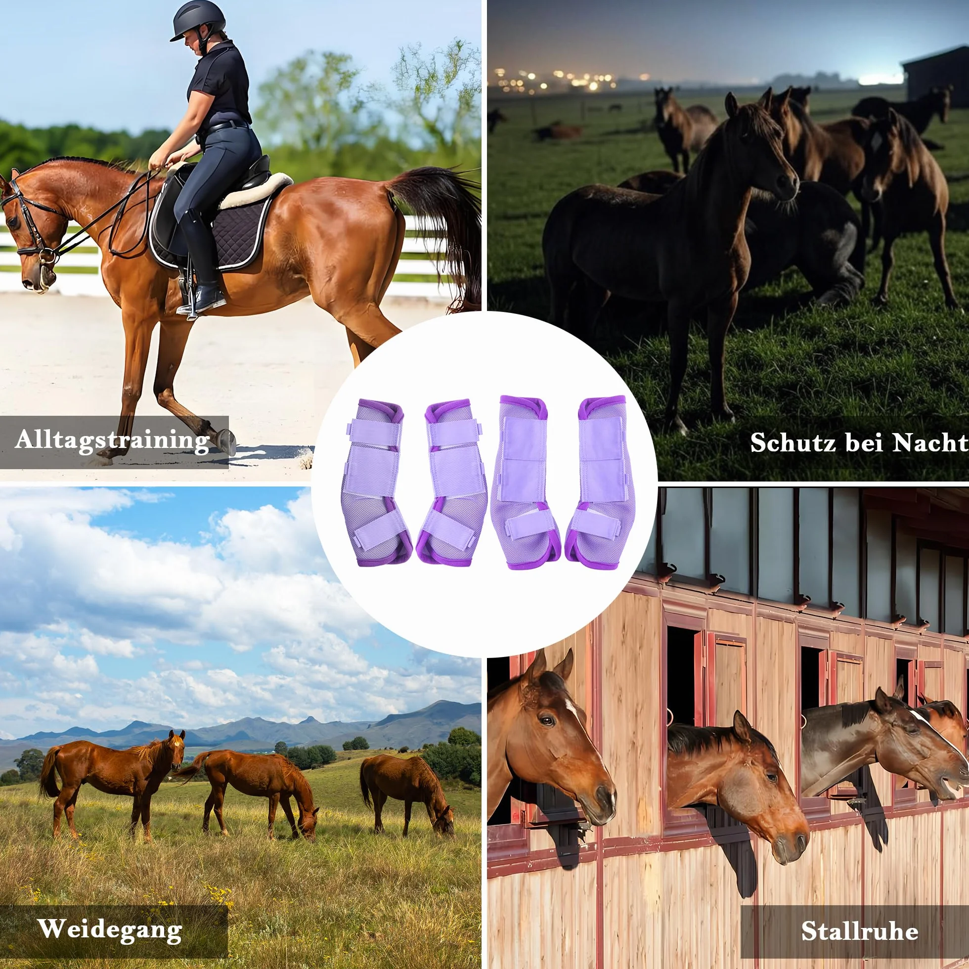 Stinchiere Cavallo Equitazione, Ghette Antimosche Traspiranti per Cavalli a Maglia fine, con Funzioni Protettive e di Sostegno, Protezione dai UV